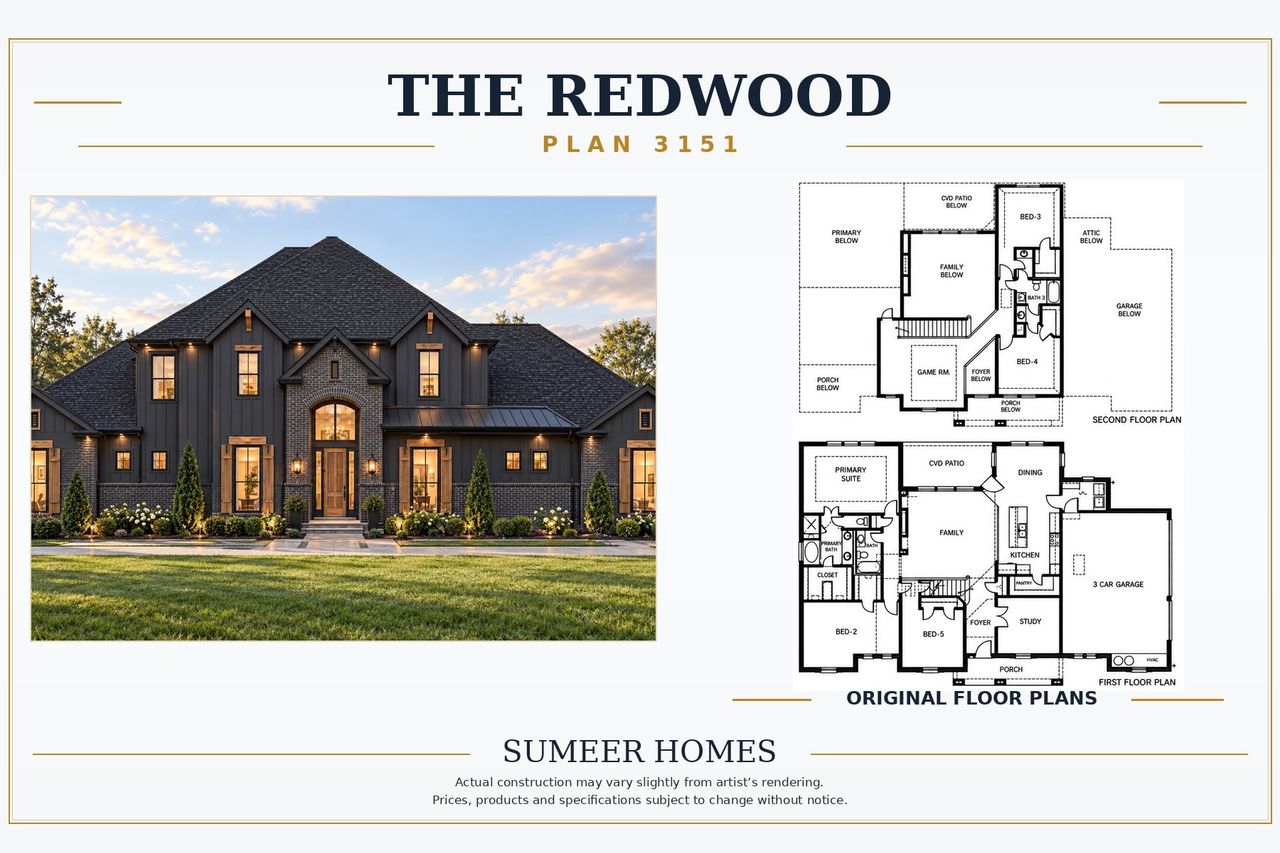 2D floor plan layout of this home in Emerson Farms, Rockwall, TX (Image 2).
