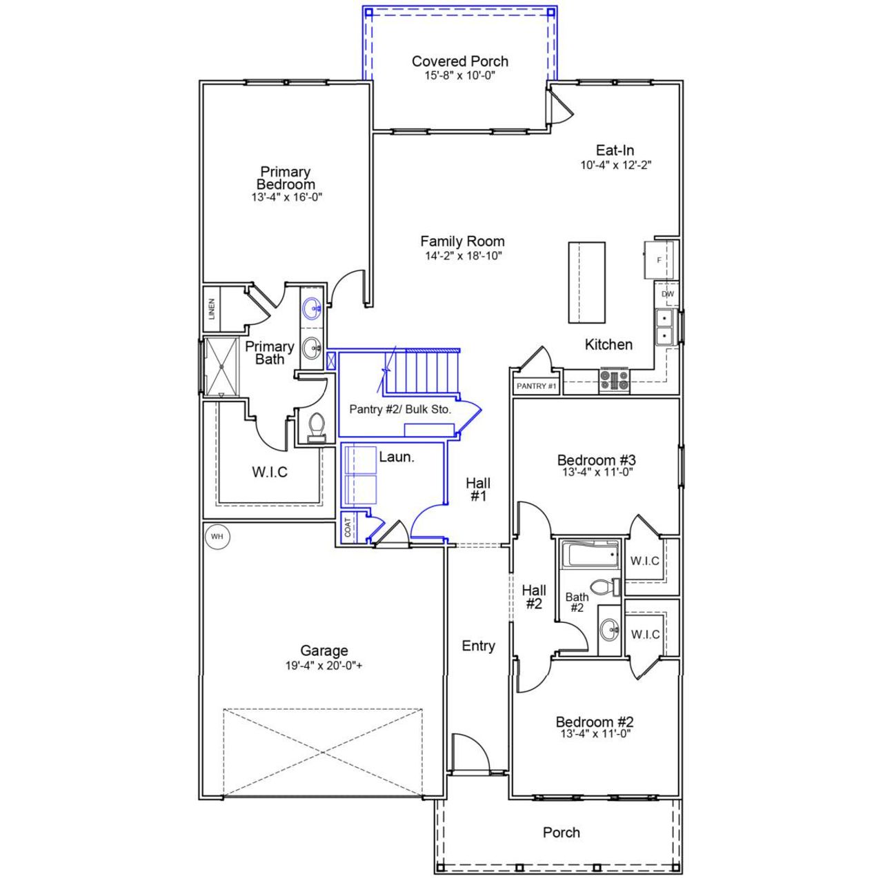 2D floor plan layout of this home in Citadel Point at Southbridge, Sneads Ferry, NC (Image 2).