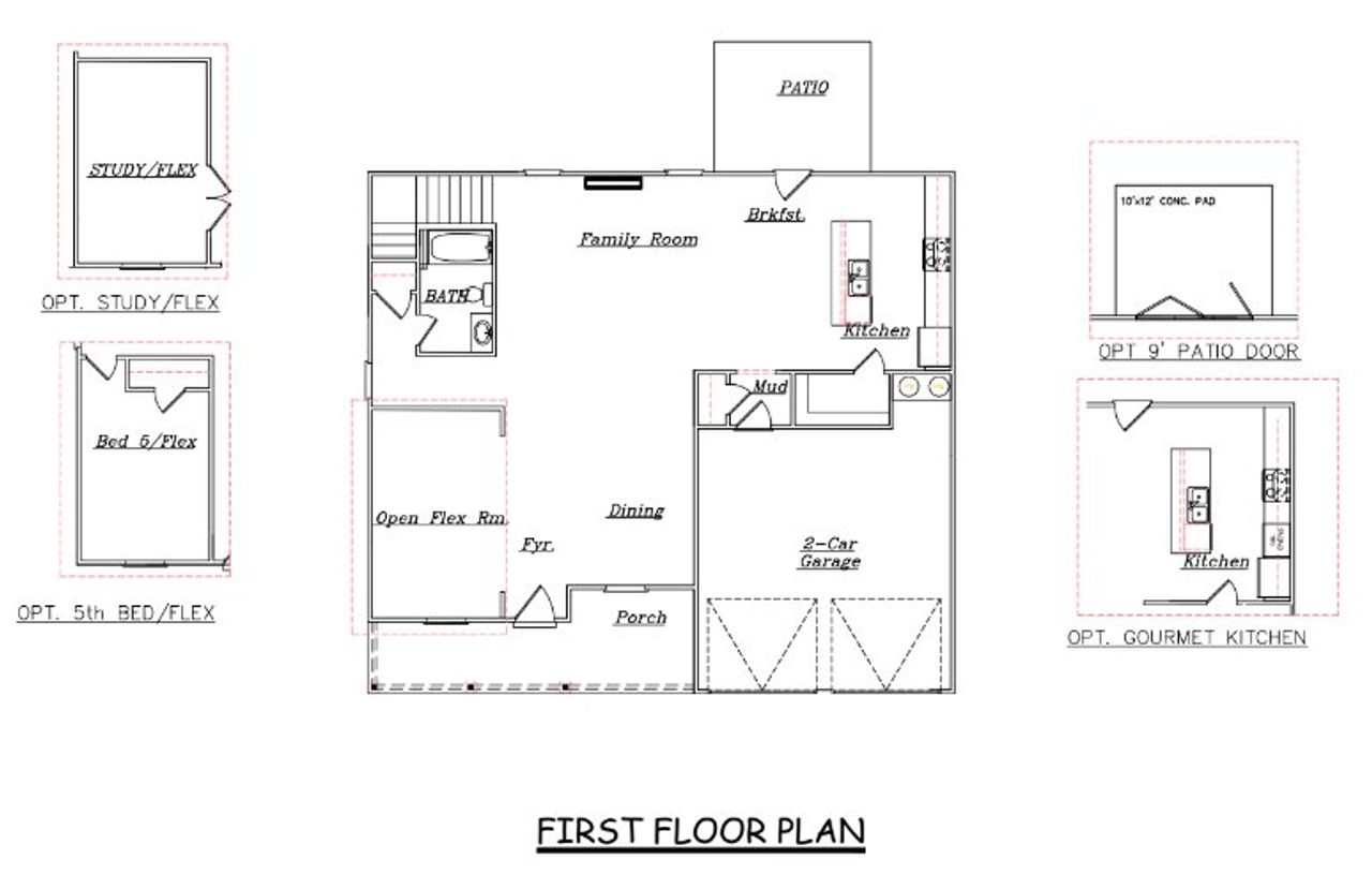 2D floor plan layout for the Harding - Single Family Homes by Dream Finders Homes in The Woodlands Preserve, Jackson, GA (Image 2).