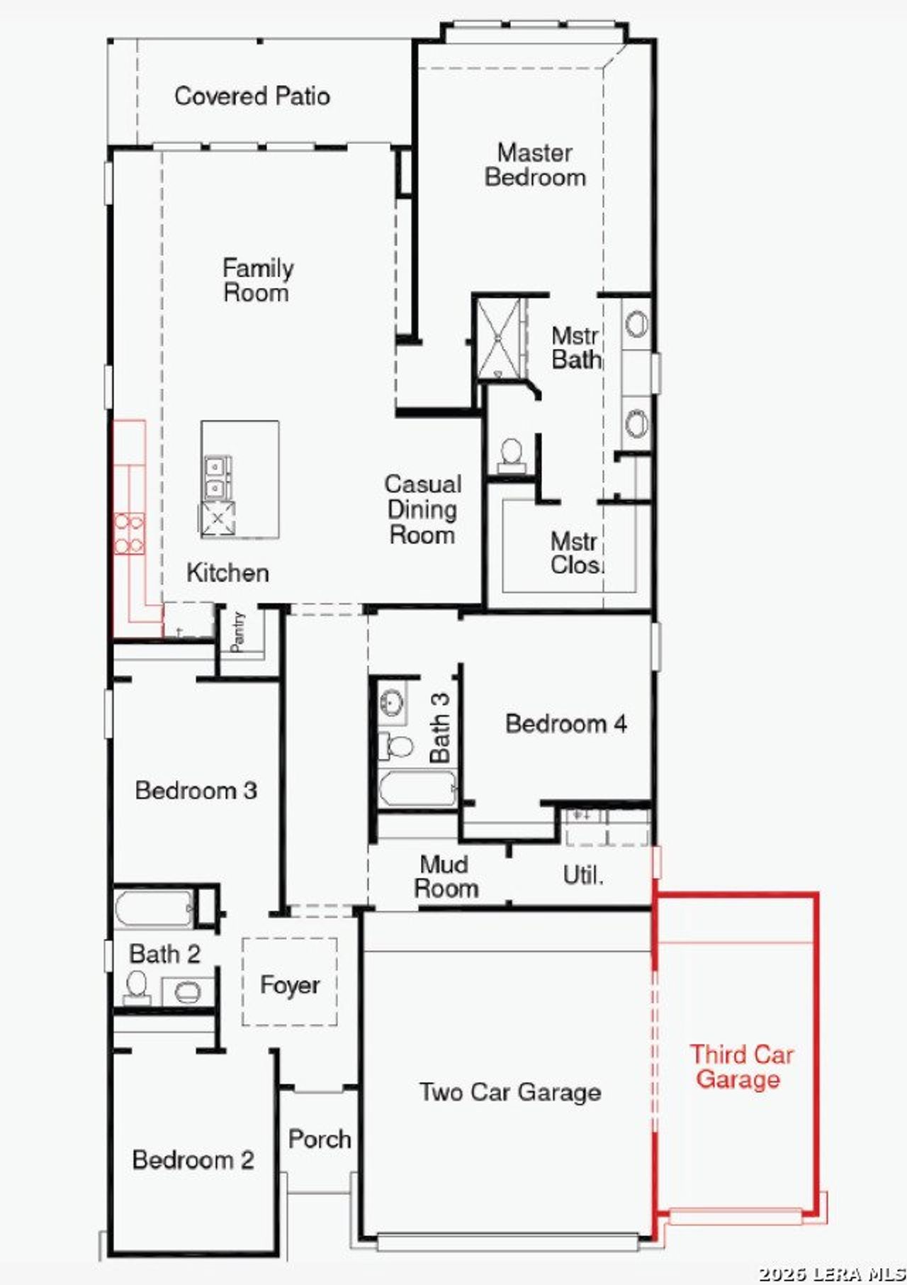 2D floor plan layout of this home in Sunflower Ridge, New Braunfels, TX (Image 2).