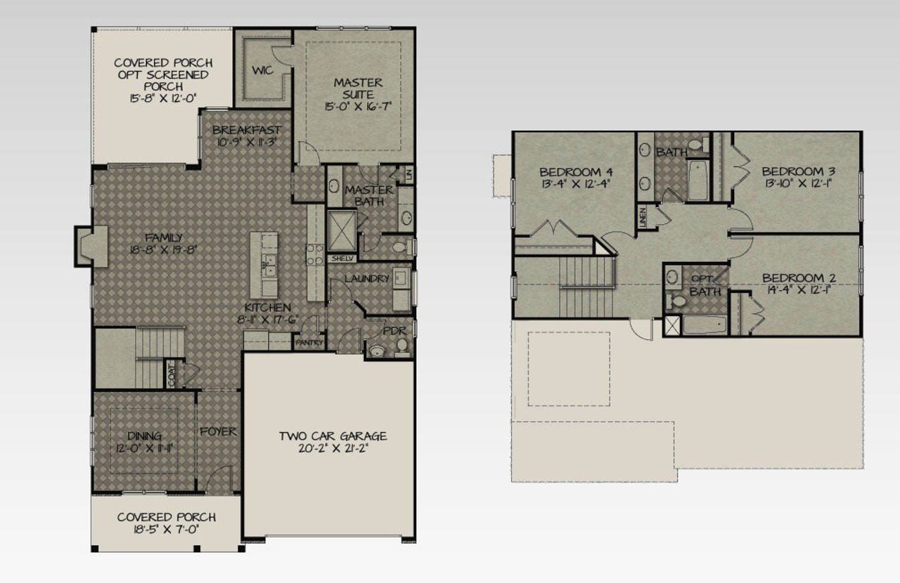 2D floor plan layout for the Madison by American Homesmith in Plantation Harbor Havelock, Land O' Lakes, FL (Image 2).