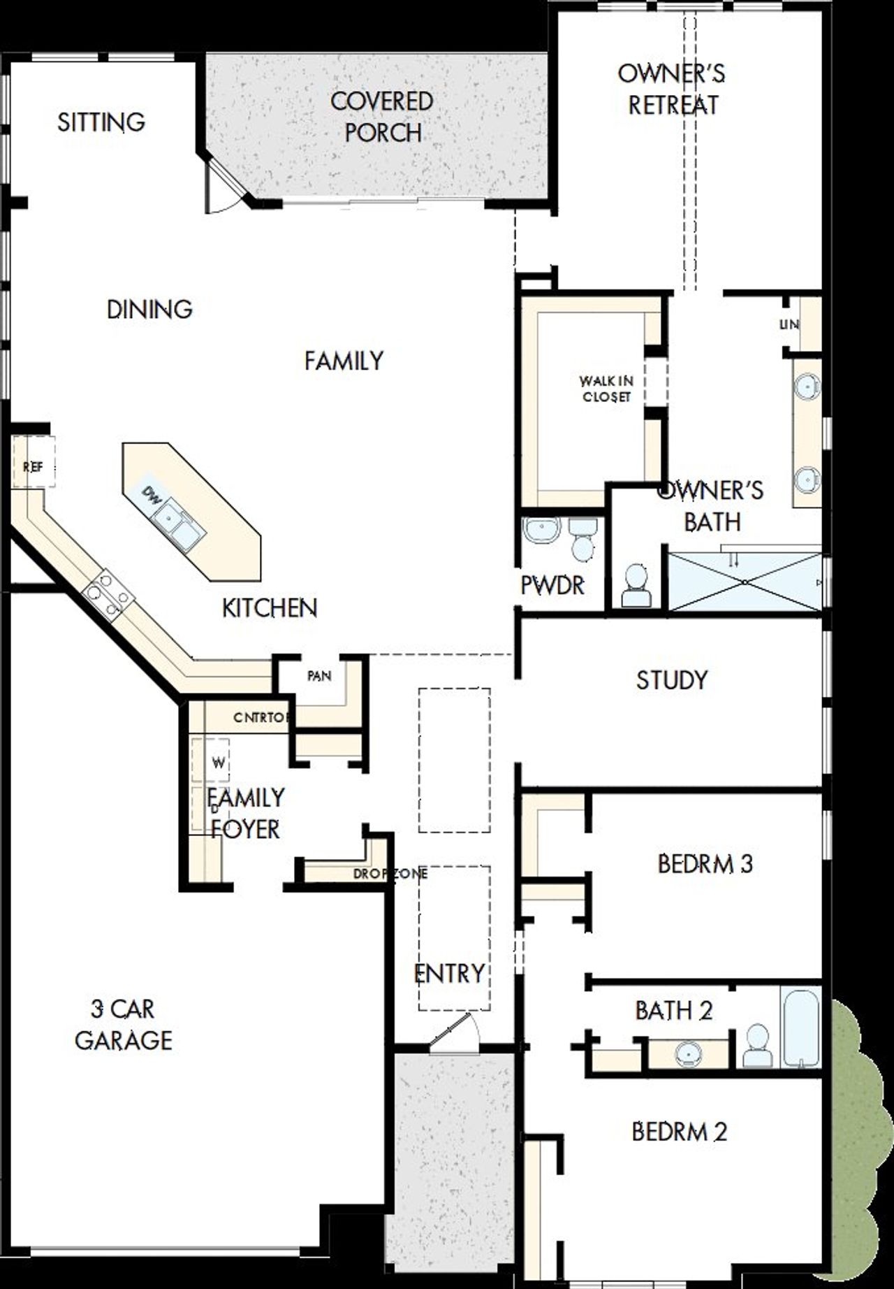 2D floor plan layout of this home in Kissing Tree – Summit Series, San Marcos, TX (Image 2). 2D floor plan layout of this home in Kissing Tree – Summit Series, San Marcos, TX (Image 2).