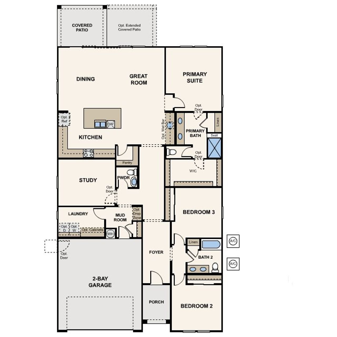2D floor plan layout of this home in Rancho Vista, Surprise, AZ (Image 2).