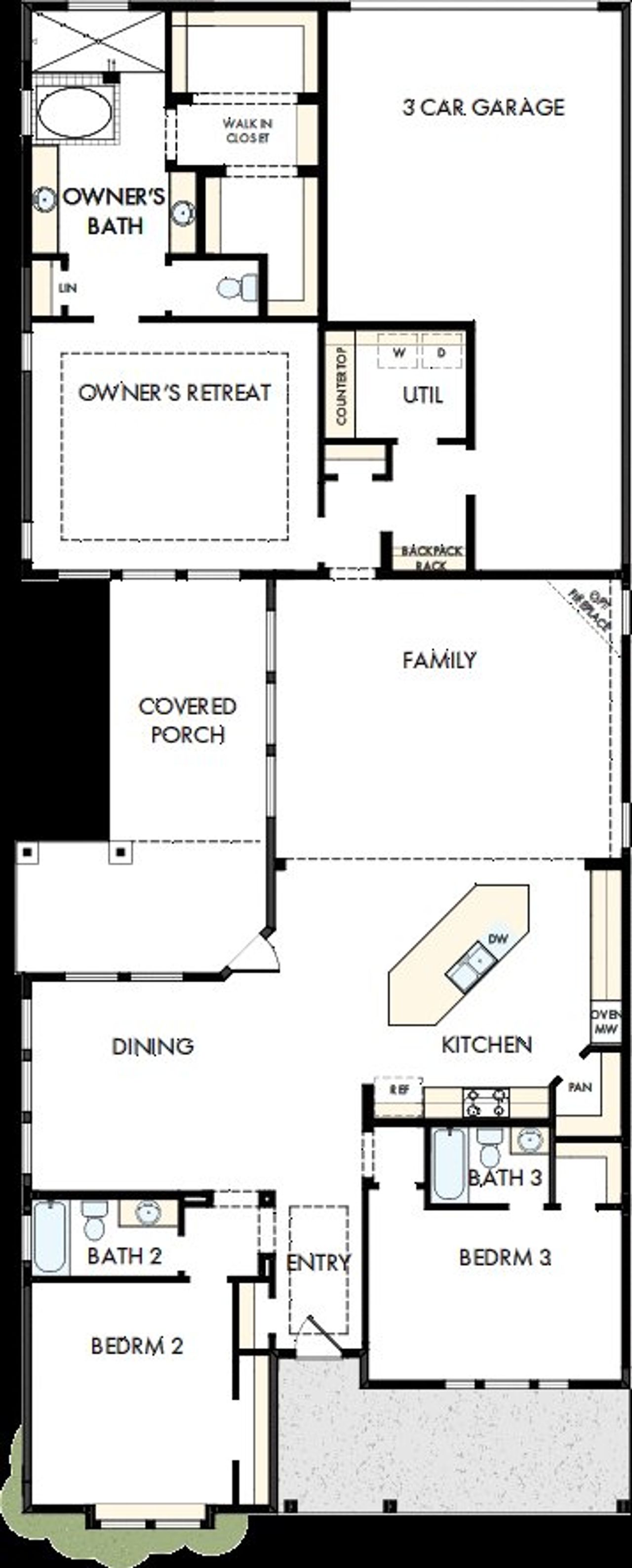 2D floor plan layout of this home in Elements at Viridian - Traditional Series, Arlington, TX (Image 2).