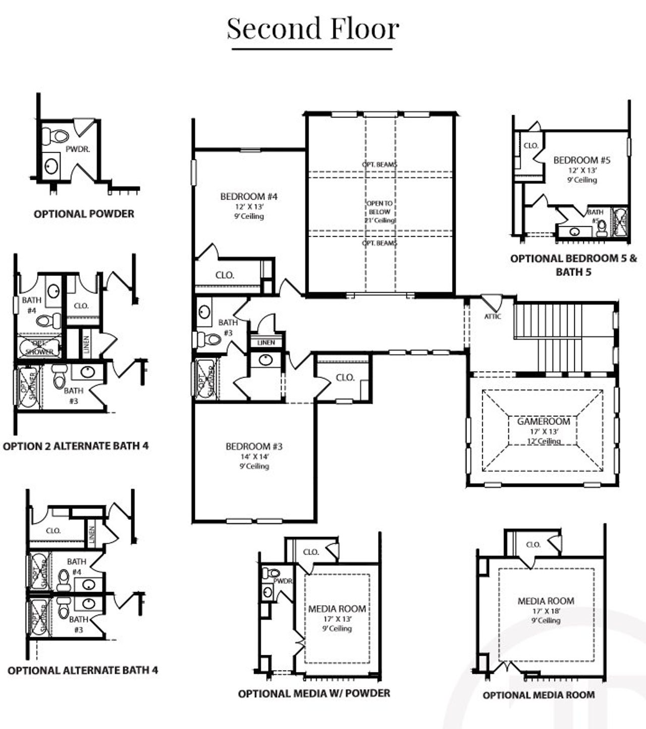 2D floor plan layout for the 5032 by Tradition Homes in Lakewood at Brookhollow – 60′, Prosper, TX (Image 2).