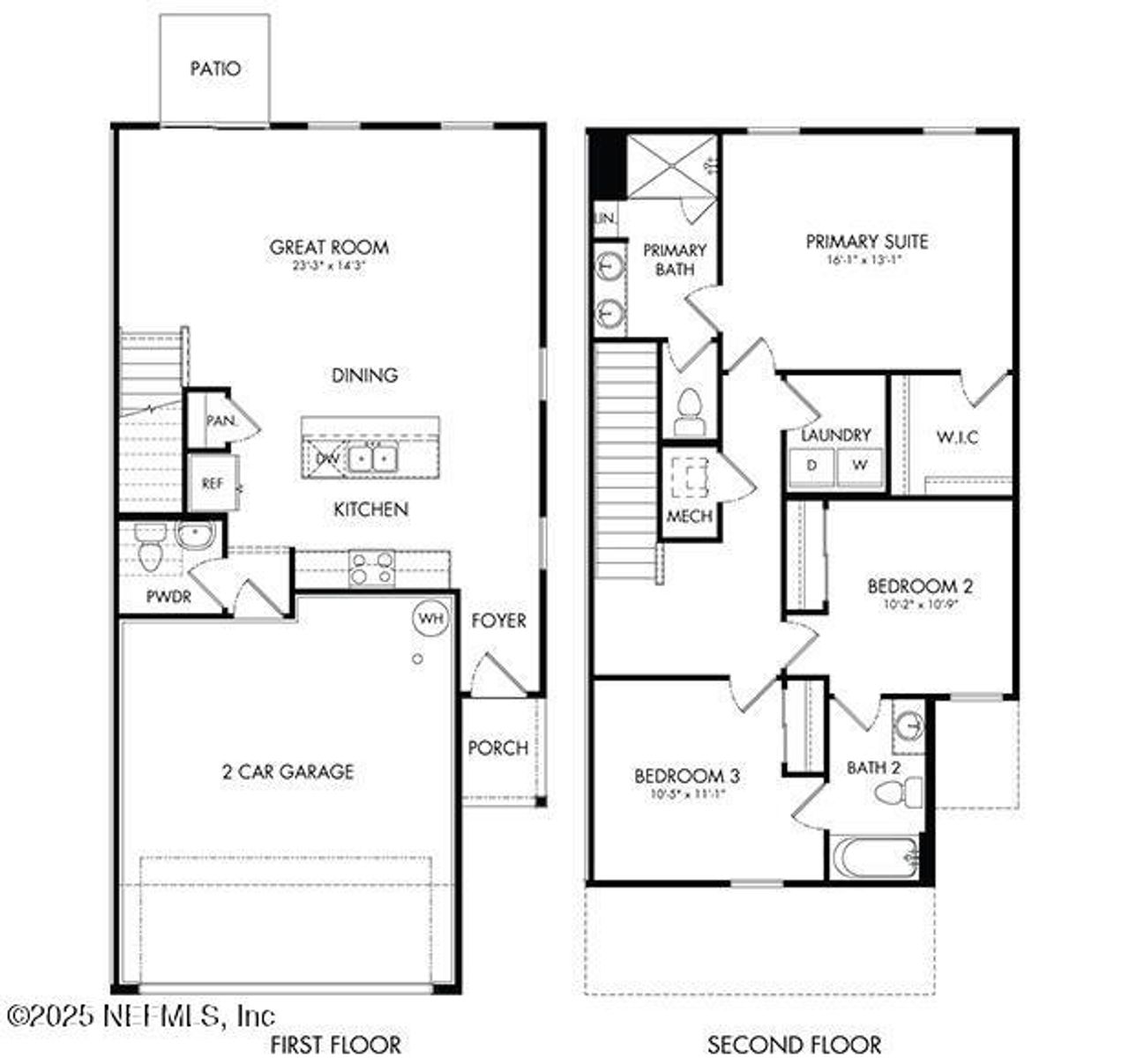 2D floor plan layout of this home in Cypress Meadows - The Villas, Jacksonville, FL (Image 2). 2D floor plan layout of this home in Cypress Meadows - The Villas, Jacksonville, FL (Image 2).