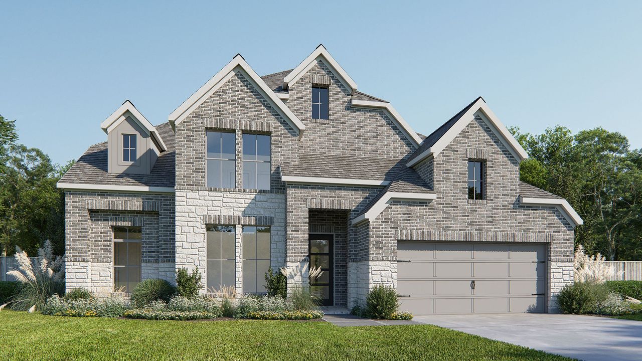 Representative exterior photo of a completed home built from the 3399P by Perry Homes in Audubon Park 60', Magnolia, TX (Image 2).