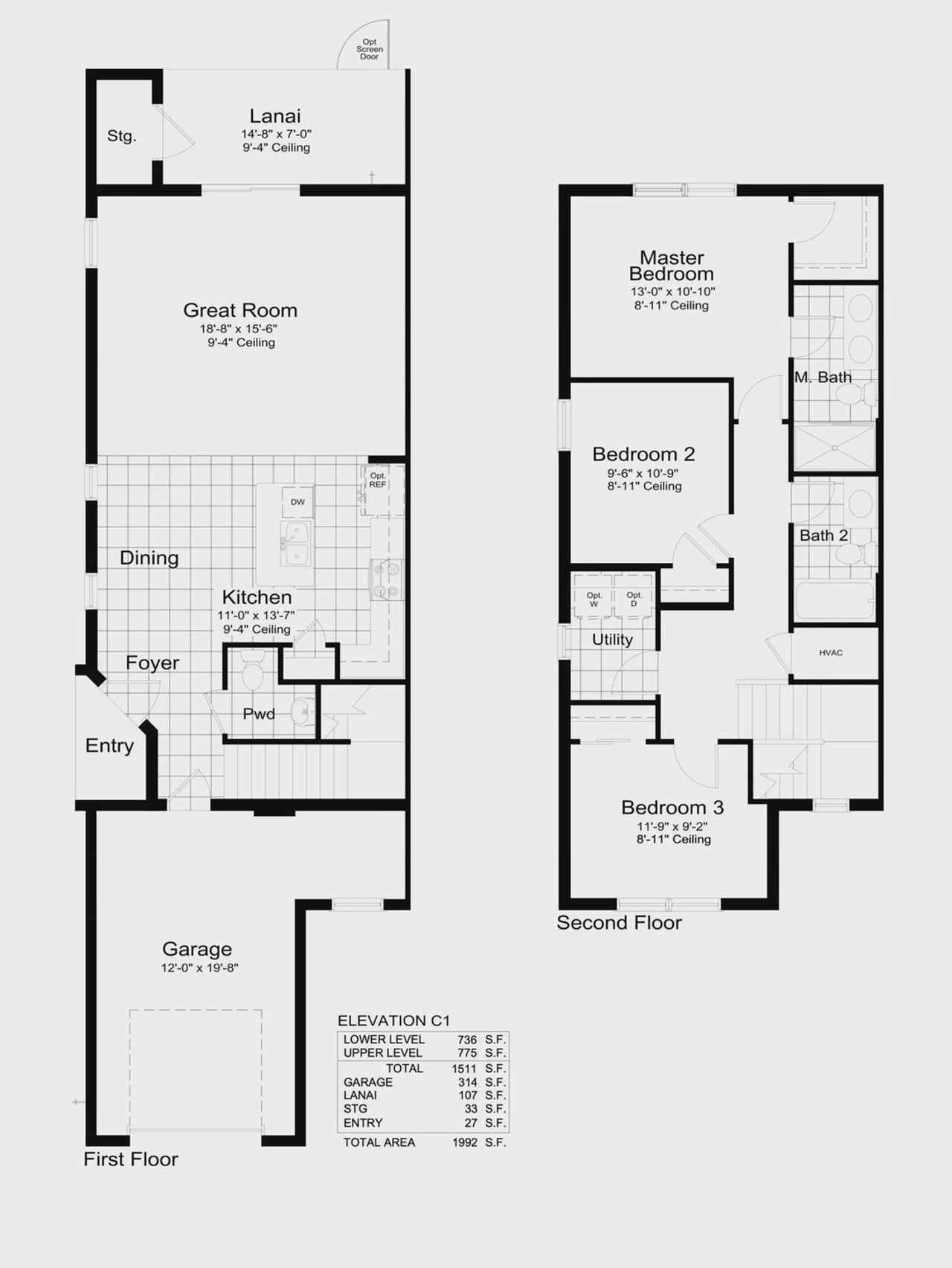 2D floor plan layout of this home in SkySail, Naples, FL (Image 2).