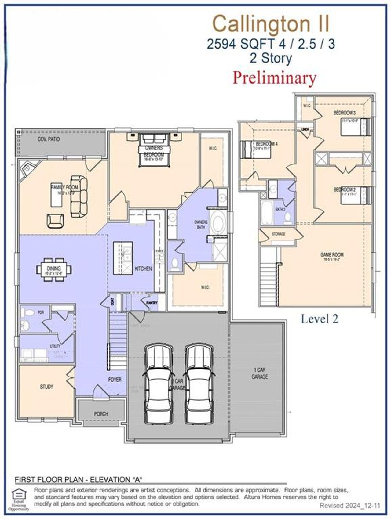 Callington II Floor Plan - Page 1 (3 Car) Preliminary Representative Callington II Floor Plan - Page 1 (3 Car) Preliminary Representative