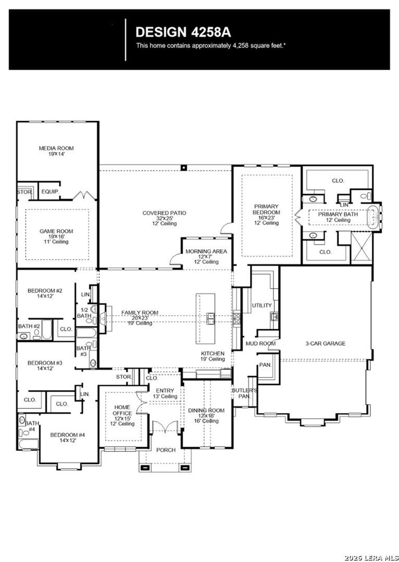2D floor plan layout of this home in The Preserve at Elm Creek, New Braunfels, TX (Image 2).