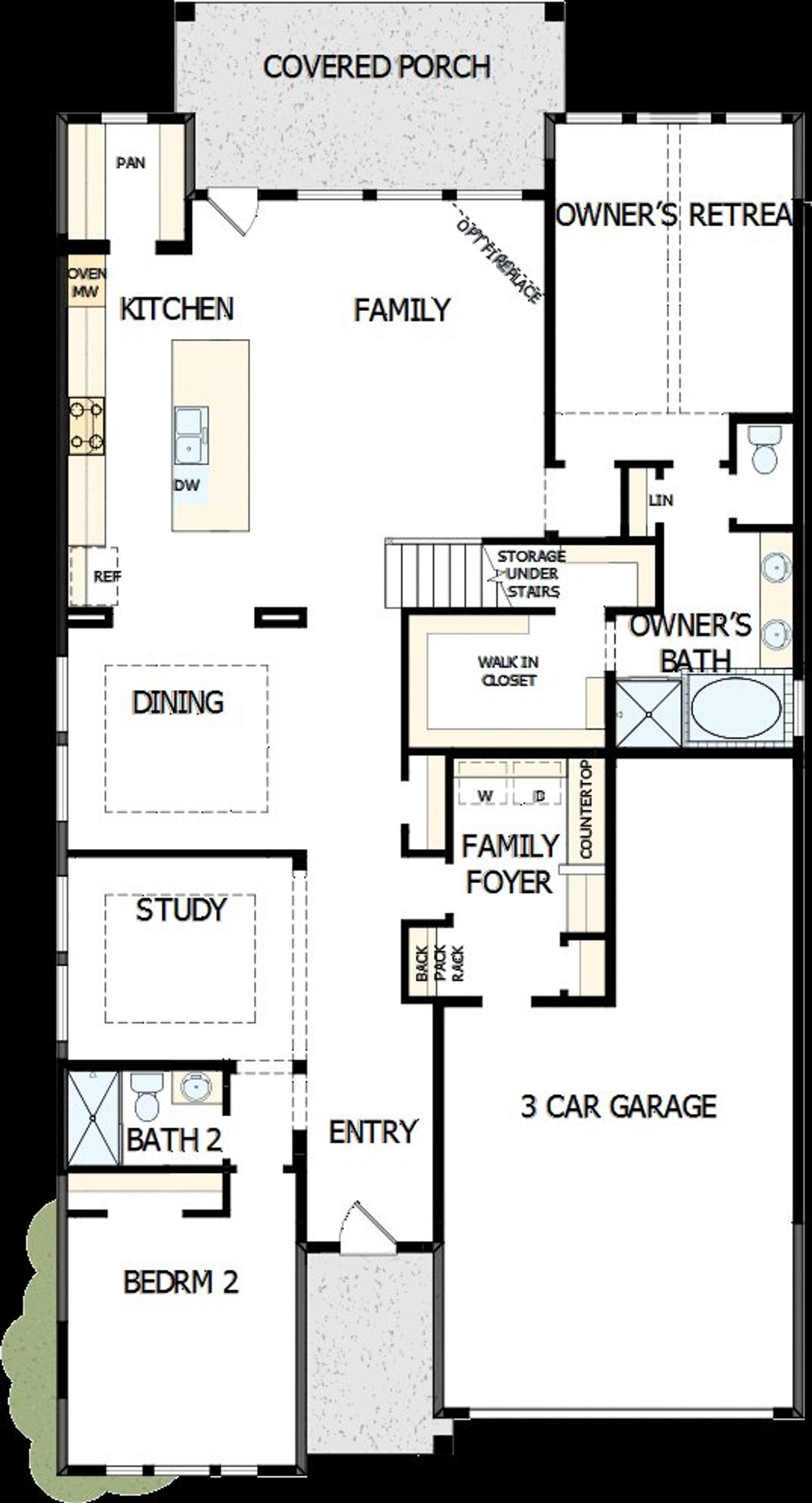 2D floor plan layout of this home in Pecan Square - Gardens, Northlake, TX (Image 2).