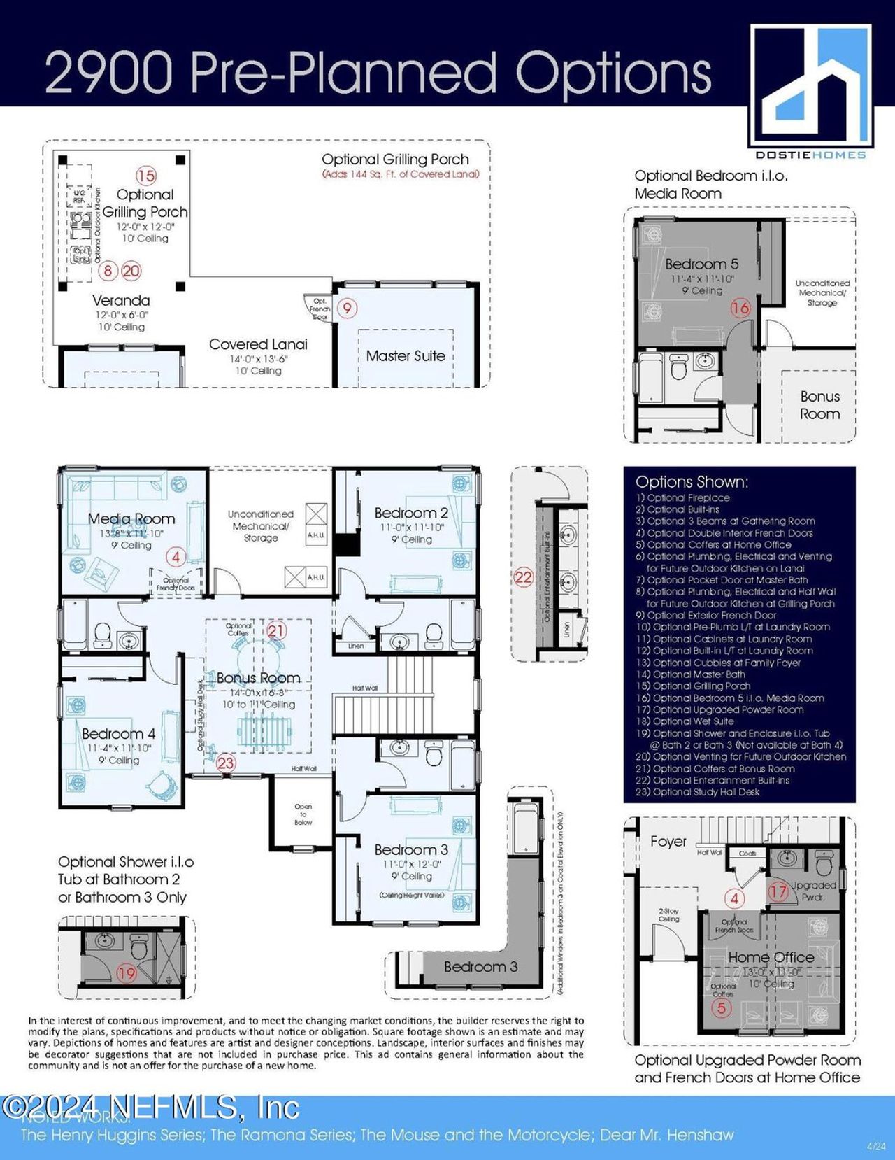 2D floor plan layout of this home in Reflections and Seabrook at Nocatee, Ponte Vedra, FL (Image 2).