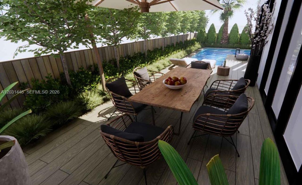 Exterior details and patio area of a home in , Miami (Image 2).
