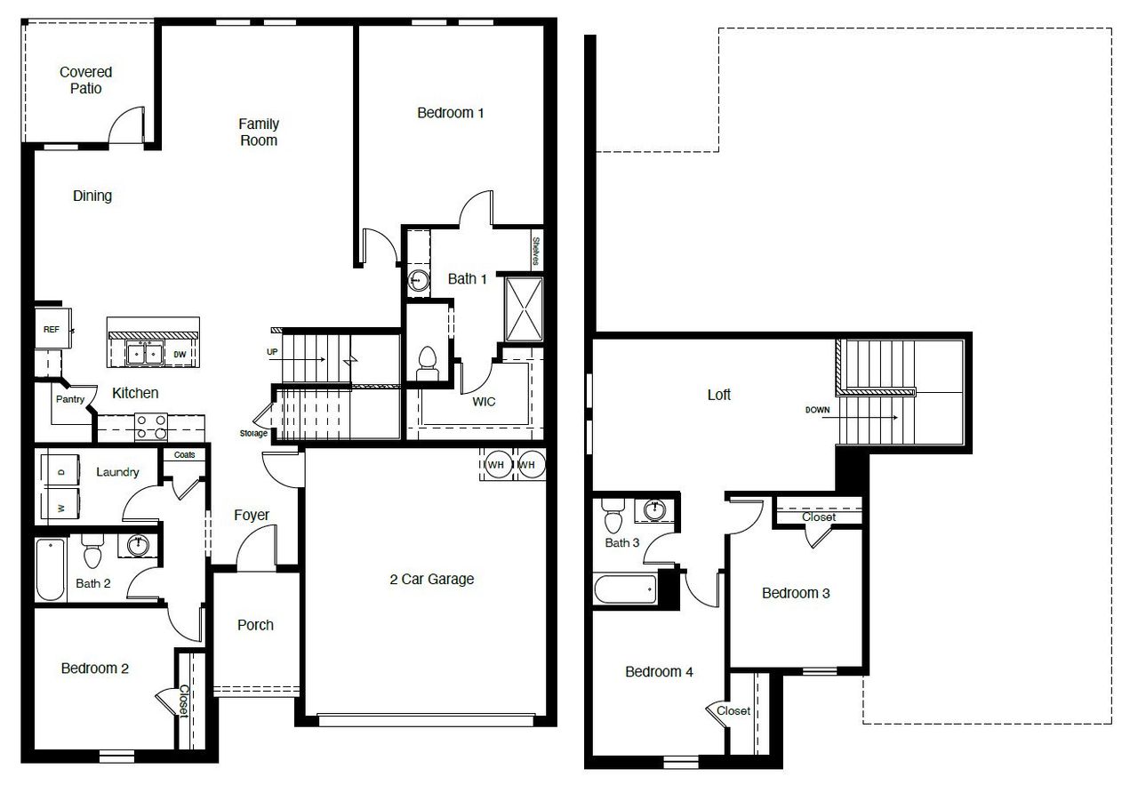2D floor plan layout of this home in Bella Vista, Granbury, TX (Image 2).