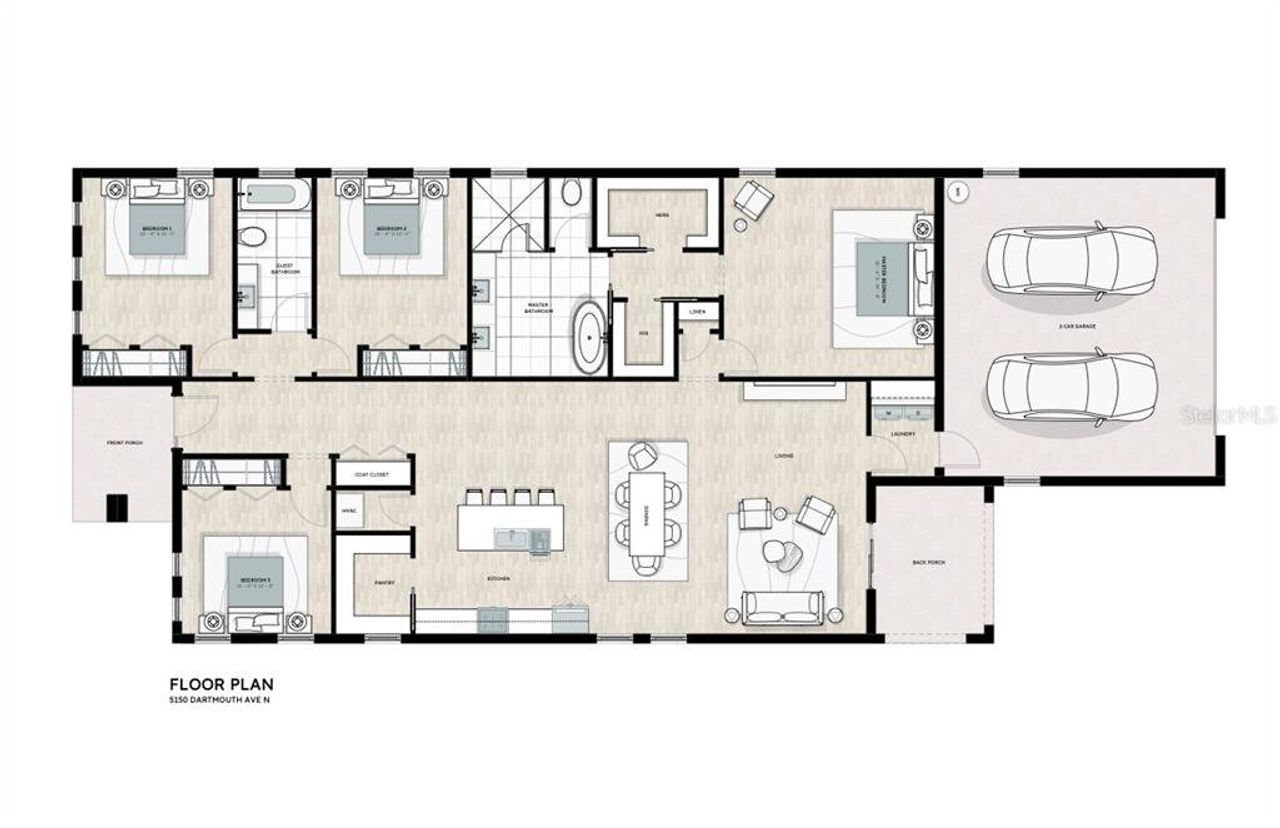 2D floor plan layout of this home in , St. Petersburg, FL (Image 2).