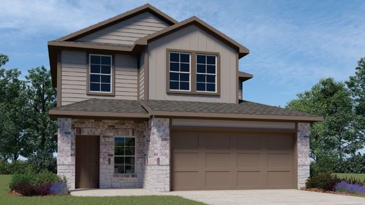 Representative exterior photo of a completed home built from the Hanna - X30H by D.R. Horton in August Trails, Needville, TX (Image 2). Representative exterior photo of a completed home built from the Hanna - X30H by D.R. Horton in August Trails, Needville, TX (Image 2).