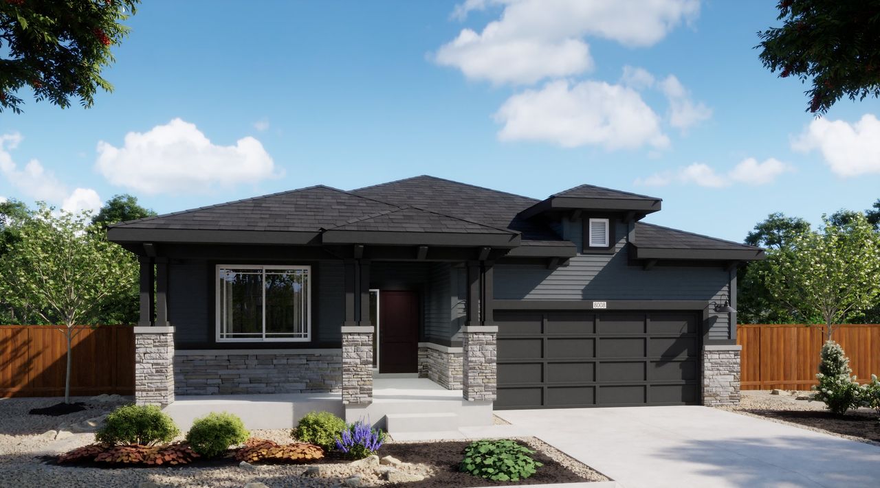 Representative exterior photo of a completed home built from the 4004 by Risewell Homes in Mead Crossing, Mead, CO (Image 2). Representative exterior photo of a completed home built from the 4004 by Risewell Homes in Mead Crossing, Mead, CO (Image 2).