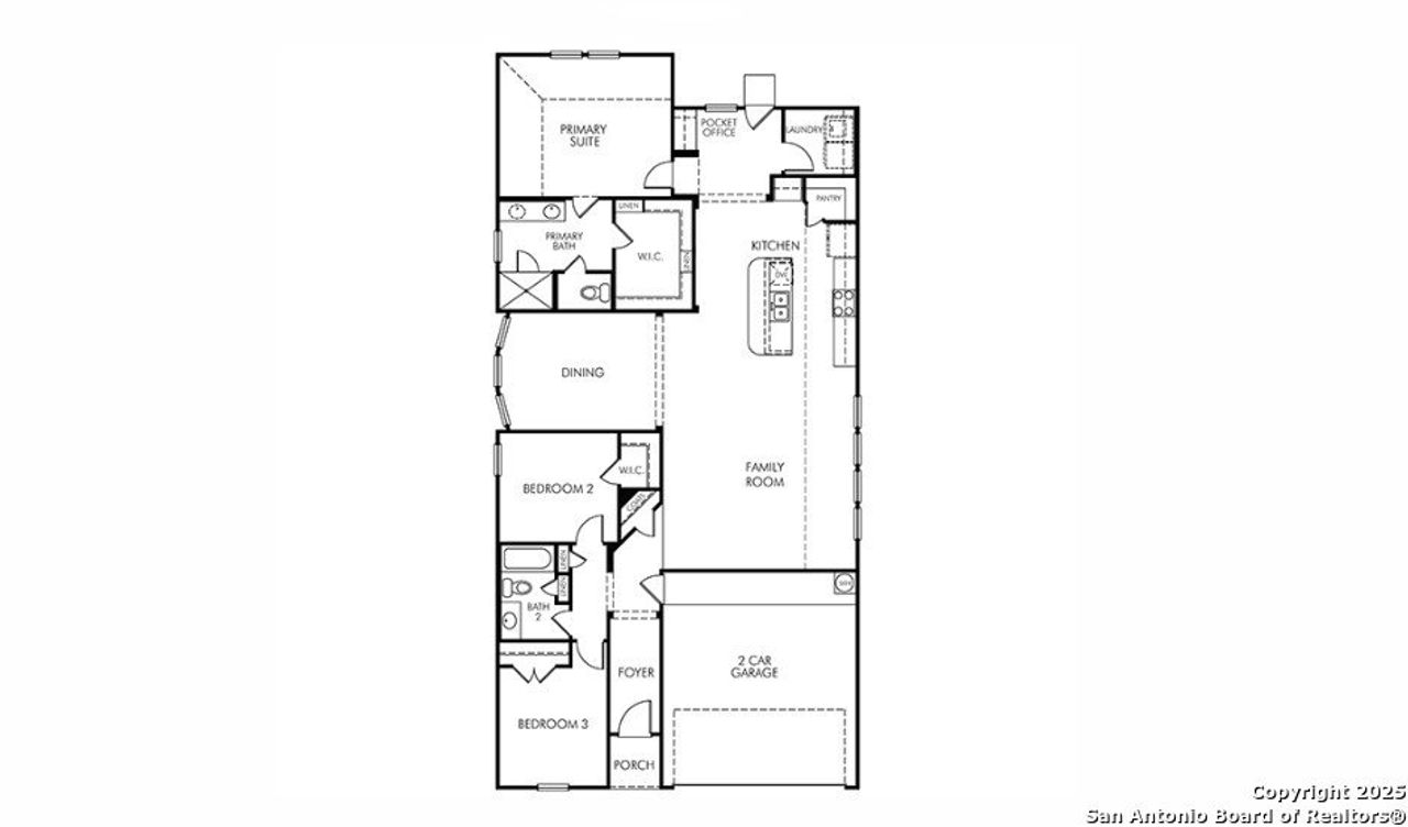 2D floor plan layout of this home in Royal Crest, San Antonio, TX (Image 2).