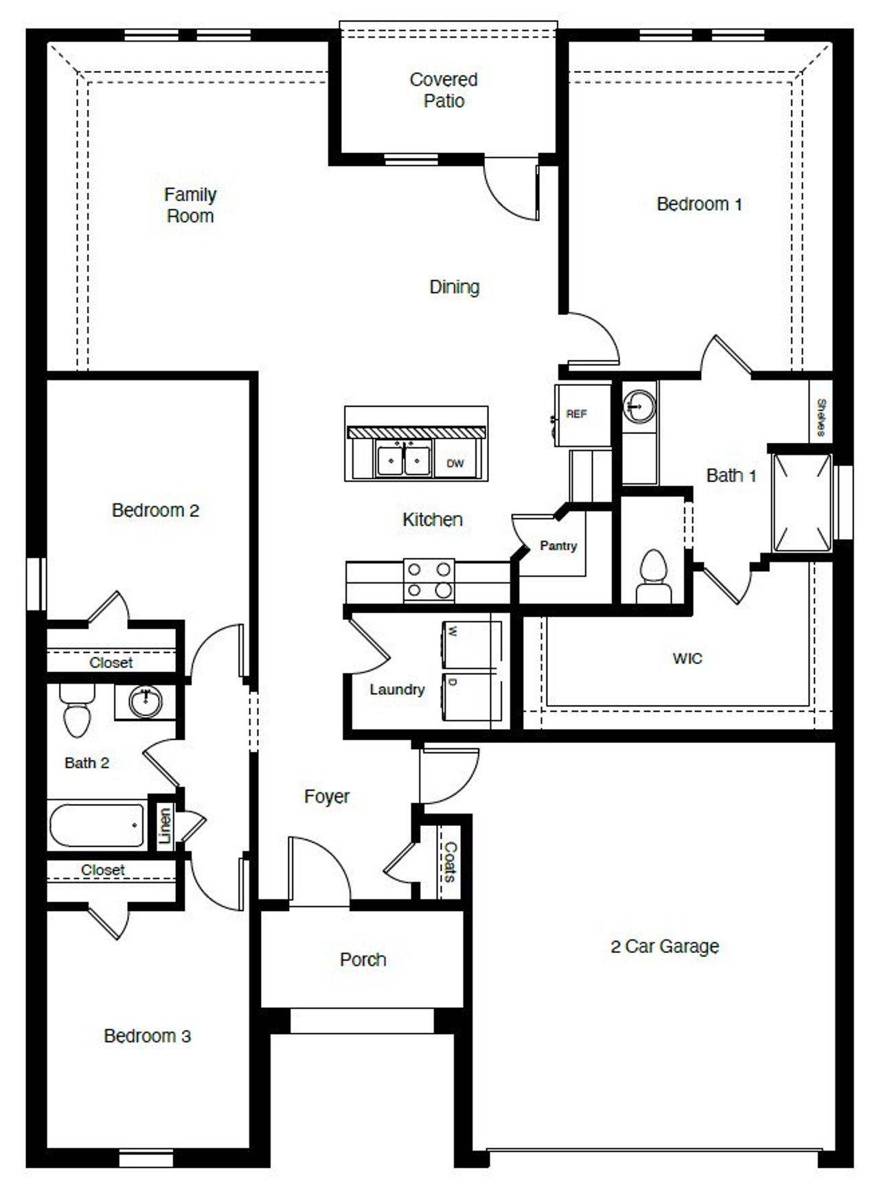 2D floor plan layout of this home in Rock Creek West, Fort Worth, TX (Image 2).