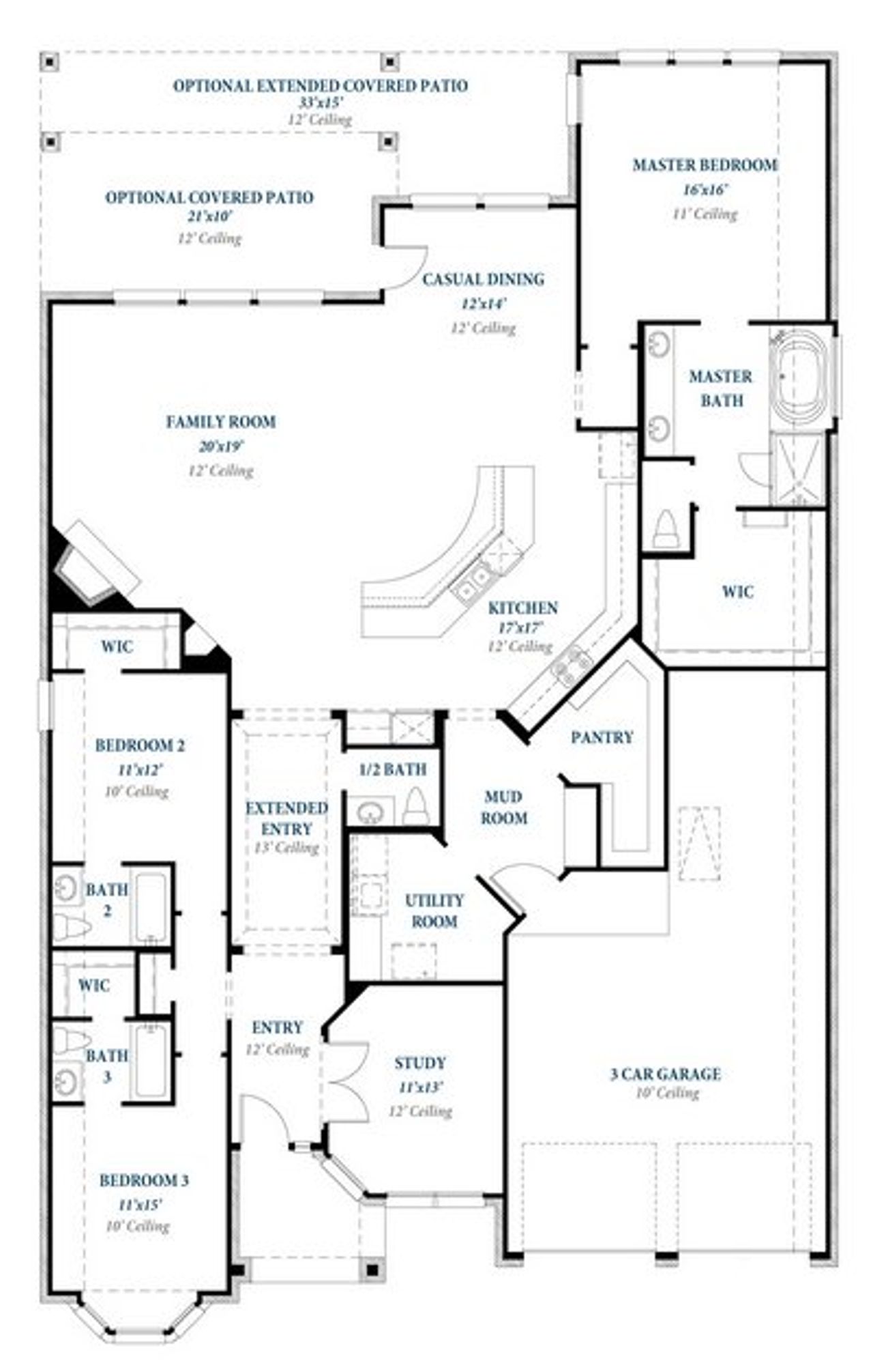 2D floor plan layout for the Plan 2688 by Ravenna Homes in Bridgeland 60′, Cypress, TX (Image 2). 2D floor plan layout for the Plan 2688 by Ravenna Homes in Bridgeland 60′, Cypress, TX (Image 2).