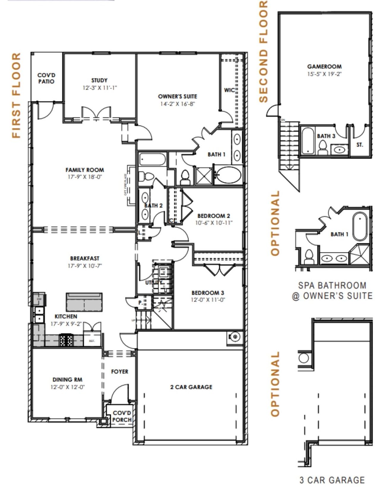 2D floor plan layout for the Elise 2012HSGR by Saratoga Homes in Harmony Cove, Humble, TX (Image 2). 2D floor plan layout for the Elise 2012HSGR by Saratoga Homes in Harmony Cove, Humble, TX (Image 2).
