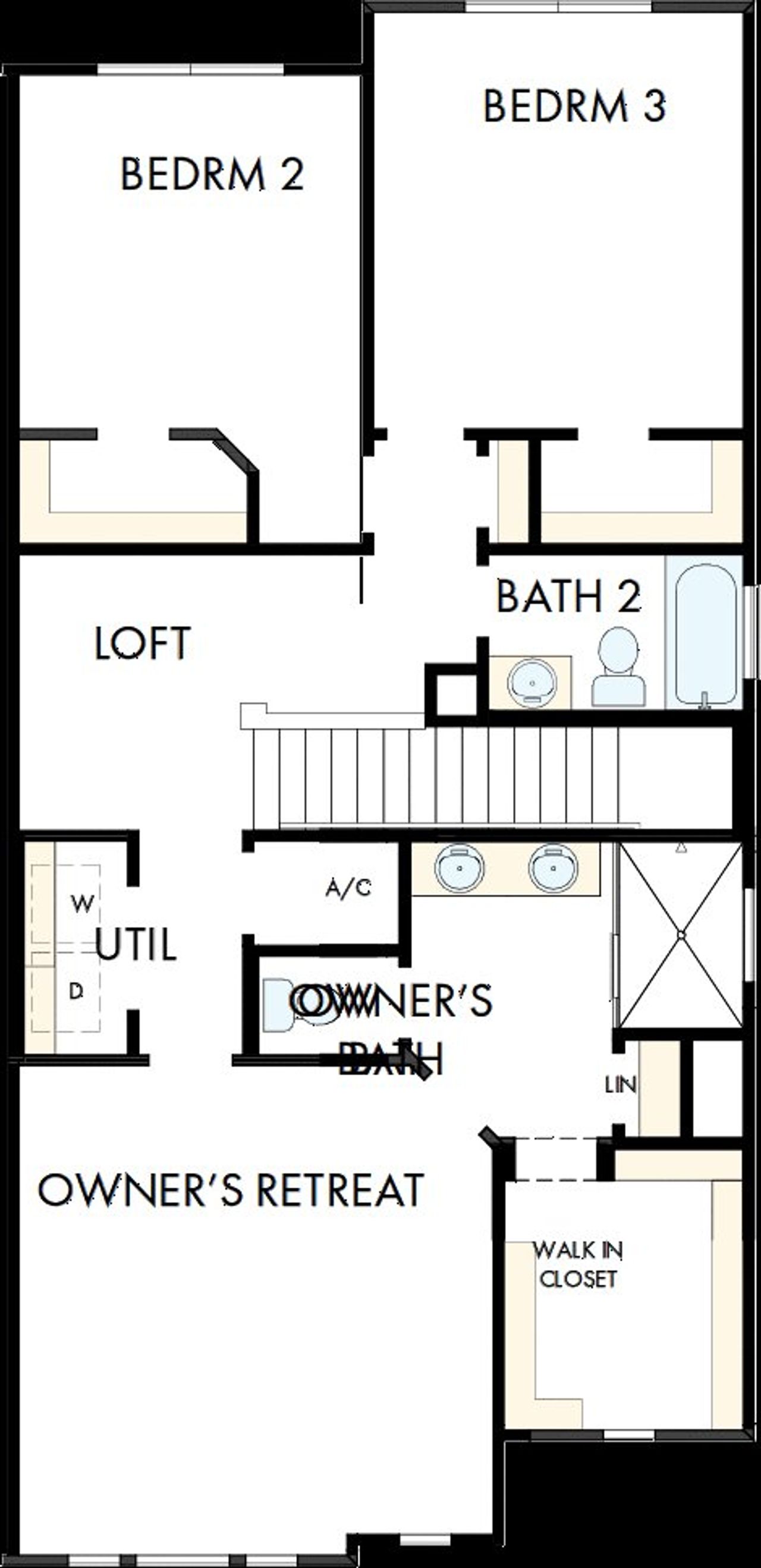 2D floor plan layout of this home in Persimmon Place - Townhomes, Wesley Chapel, FL (Image 2).