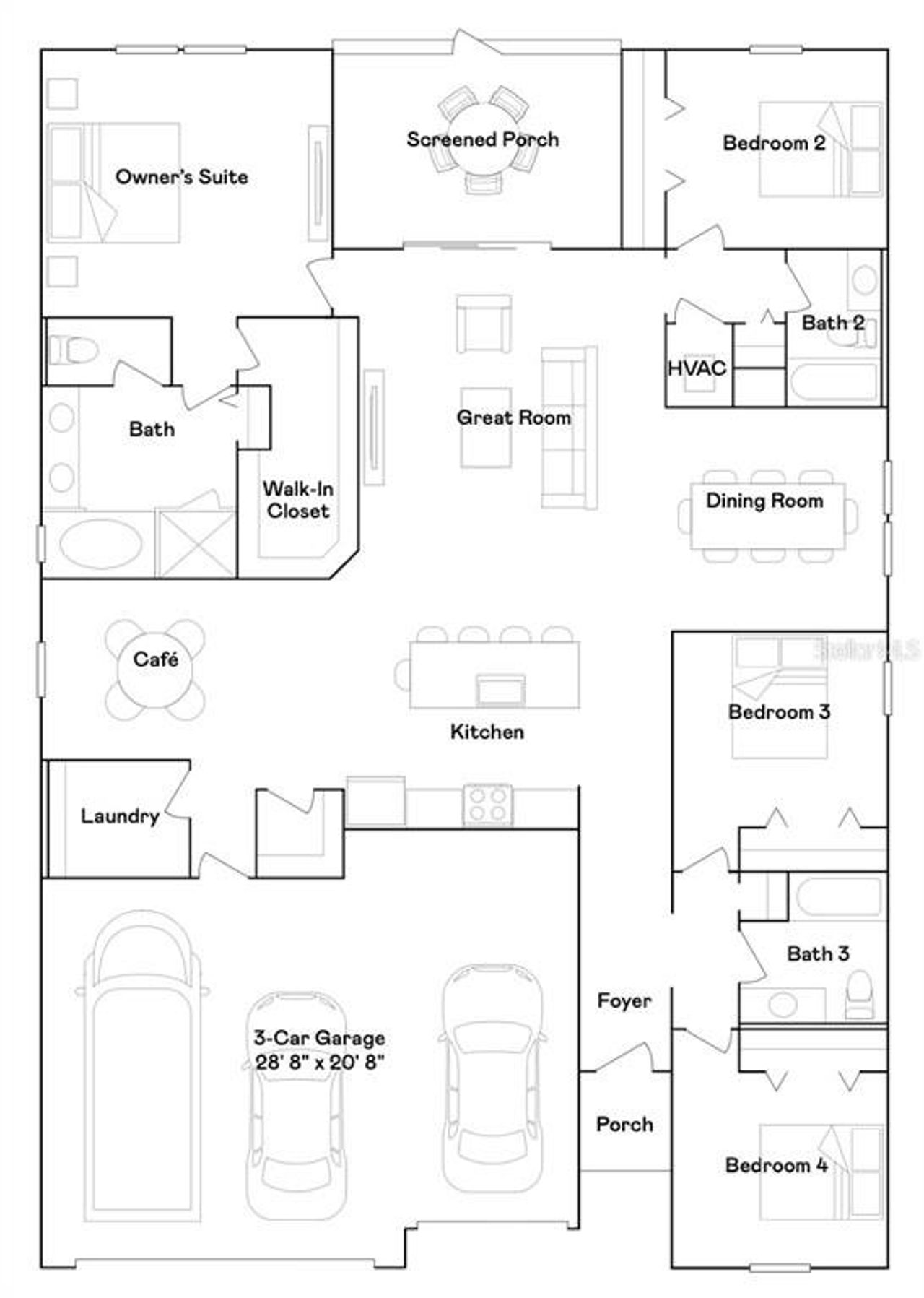 2D floor plan layout of this home in Trailhead Landing, Alachua, FL (Image 2).