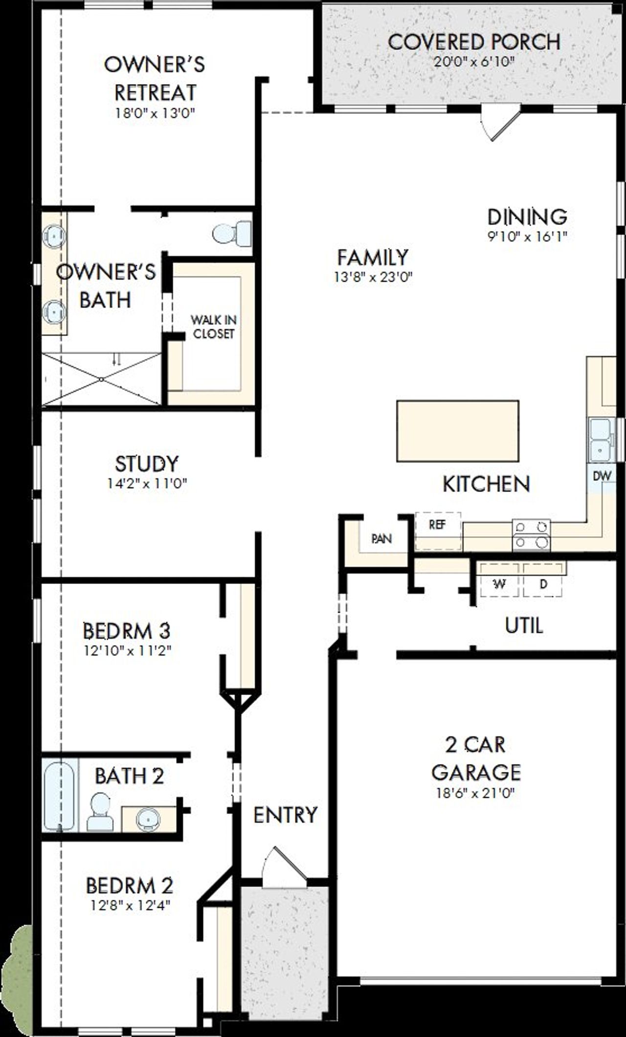 2D floor plan layout of this home in Meyer Ranch – Select Reserve Series, New Braunfels, TX (Image 2).