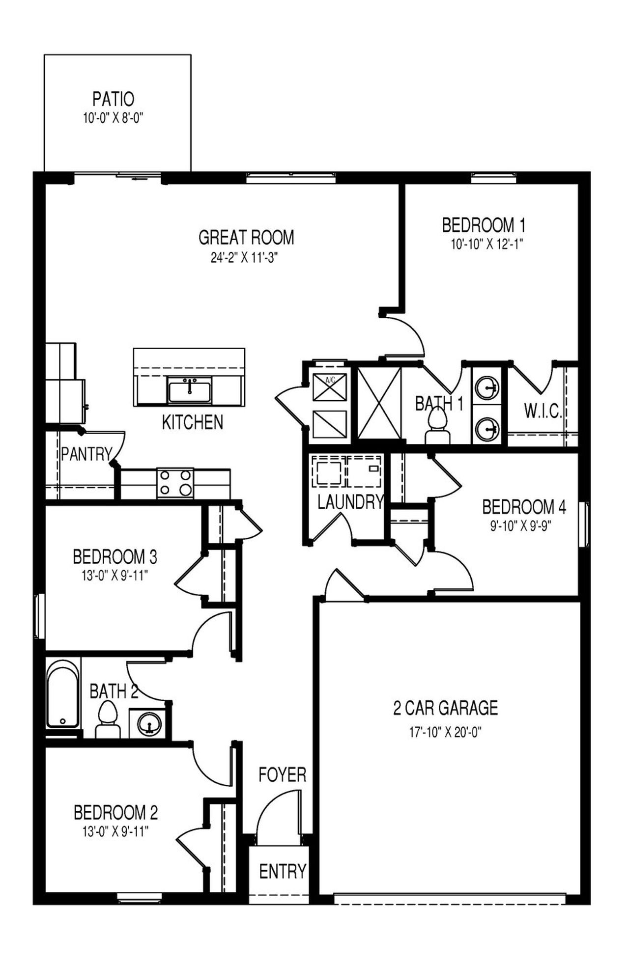 2D floor plan layout of this home in Lehigh Acres Spot Lots, Lehigh Acres, FL (Image 2).