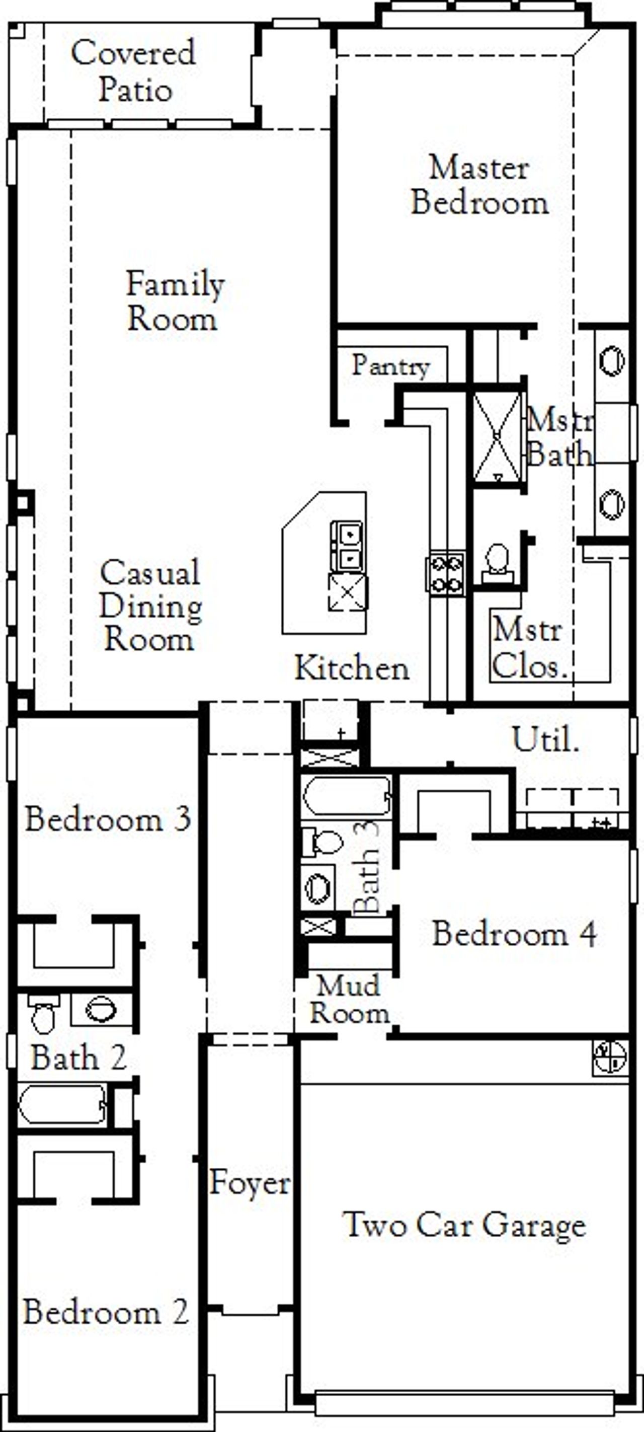 2D floor plan layout of this home in Sunflower Ridge, New Braunfels, TX (Image 2).