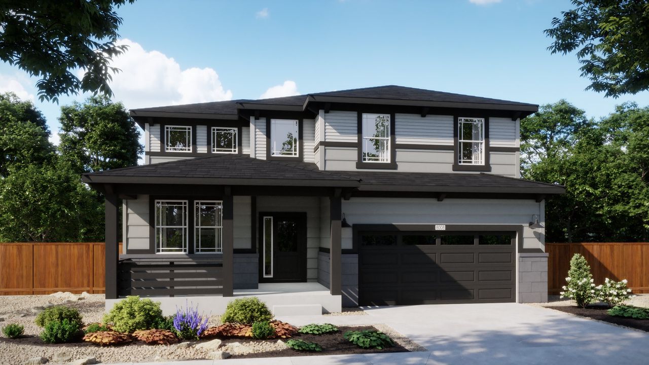 Representative exterior photo of a completed home built from the 4005 by Risewell Homes in Harvest Crossing, Aurora, CO (Image 2).