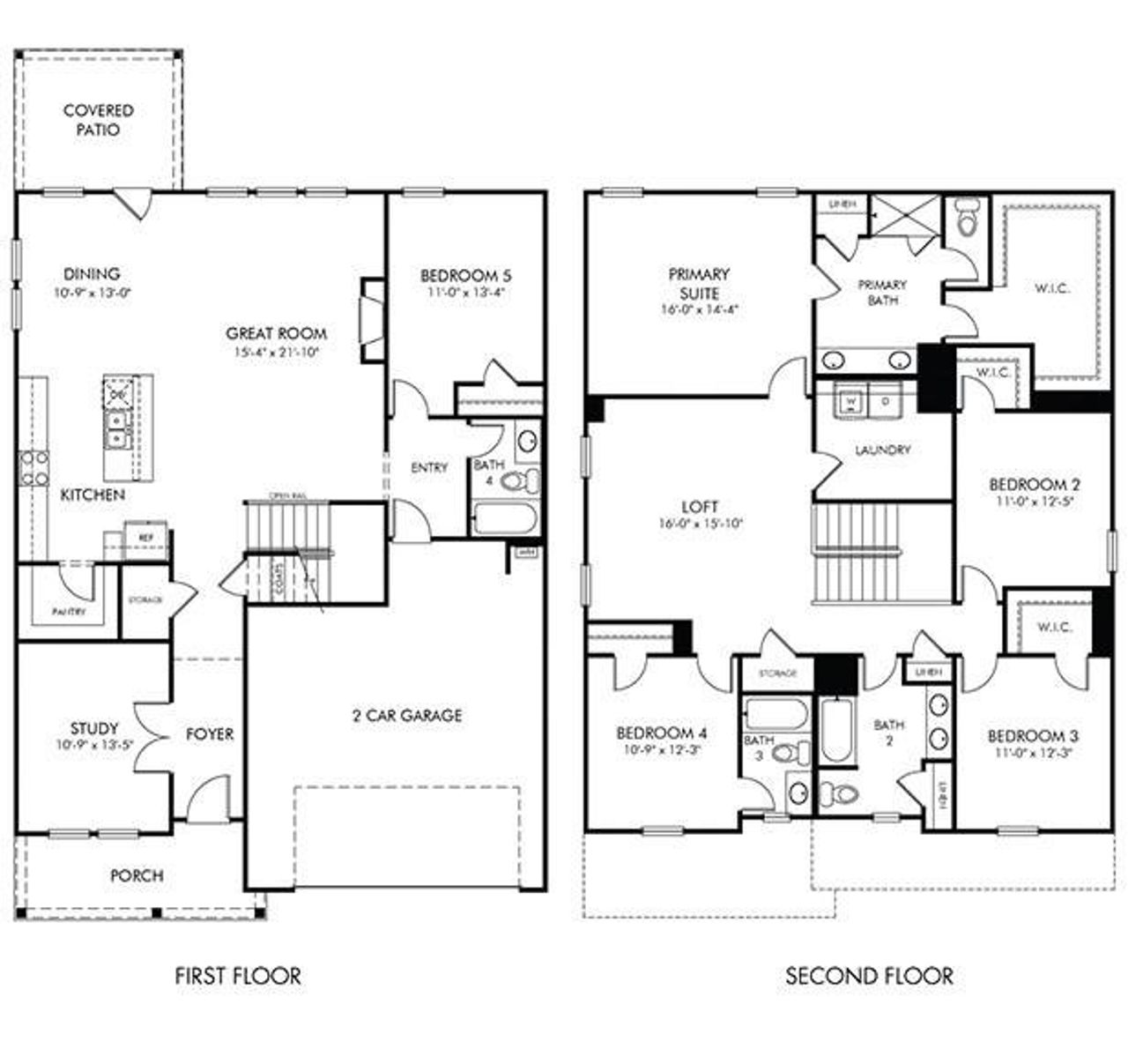 2D floor plan layout of this home in Westmont Preserve, Powder Springs, GA (Image 2).