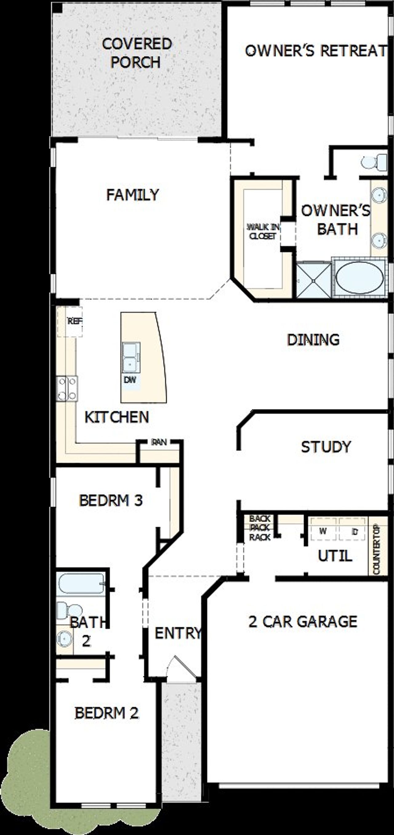 2D floor plan layout of this home in Elyson 45', Katy, TX (Image 2).