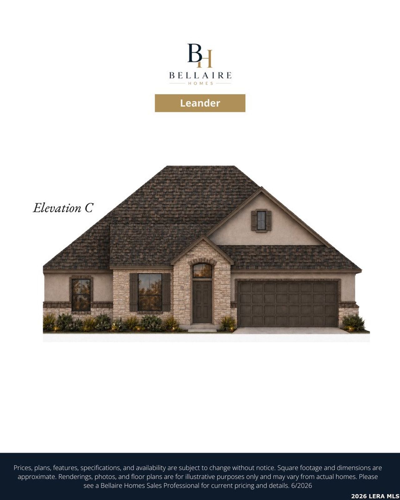 Exterior rendering of this home design in Annabelle Ranch, San Antonio, TX (Image 2).