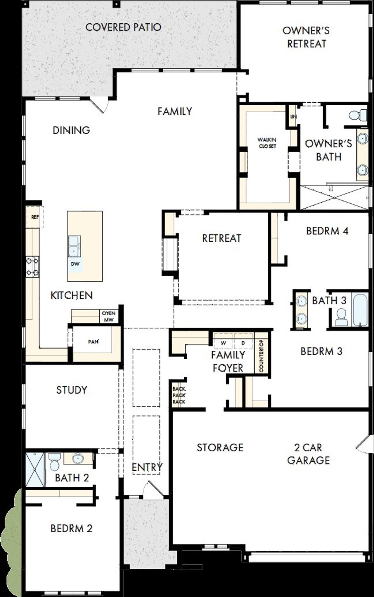 2D floor plan layout of this home in Overlook at Verrado Regent Hills, Buckeye, AZ (Image 2). 2D floor plan layout of this home in Overlook at Verrado Regent Hills, Buckeye, AZ (Image 2).