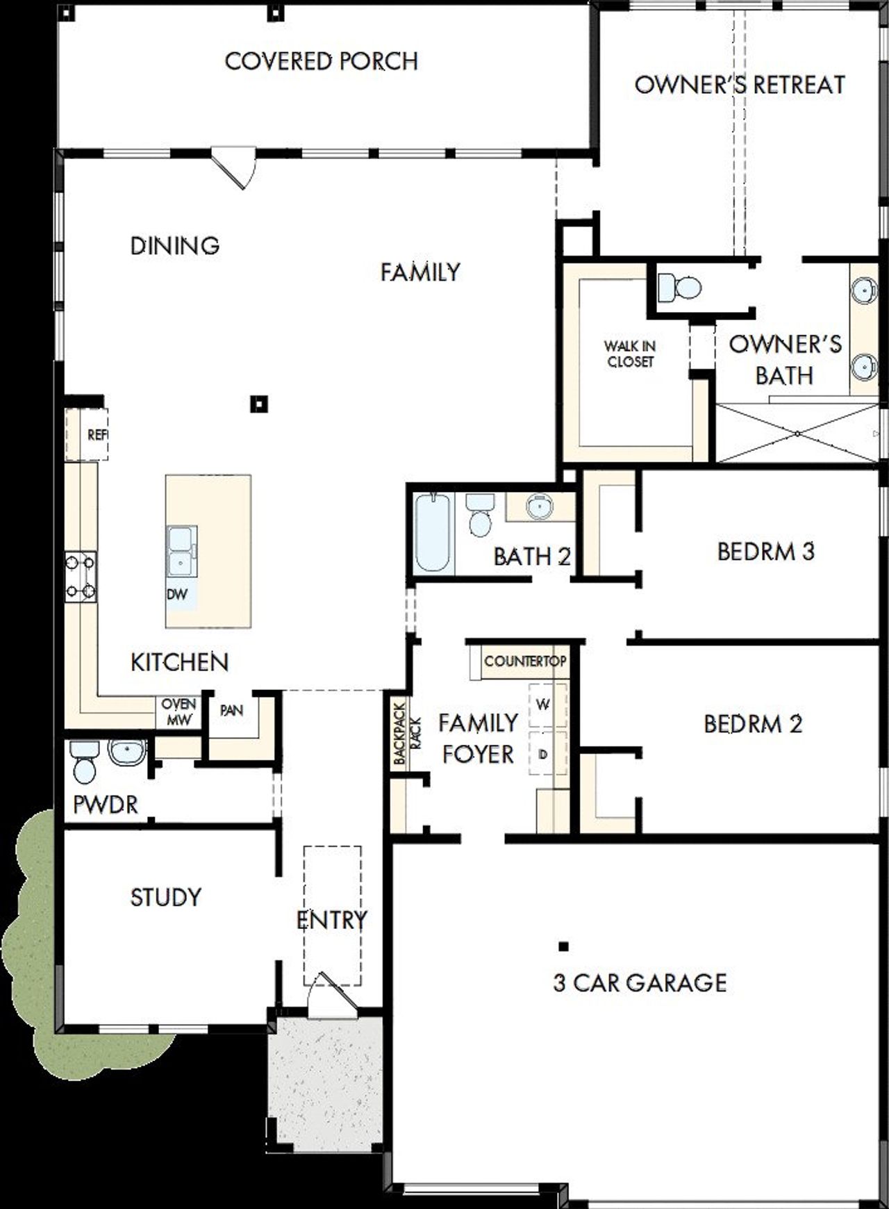 2D floor plan layout of this home in Windsong - Legacy Series, Boerne, TX (Image 2).