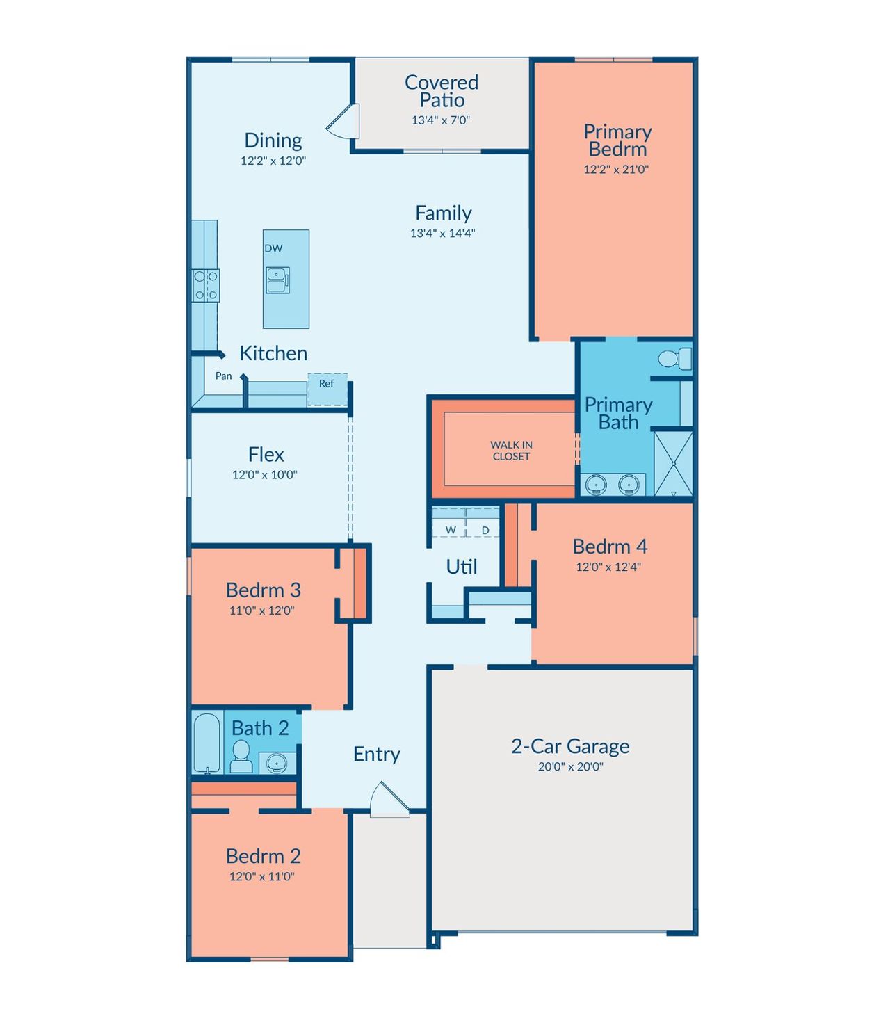 2D floor plan layout of this home in Meridiana, Manvel, TX (Image 2).