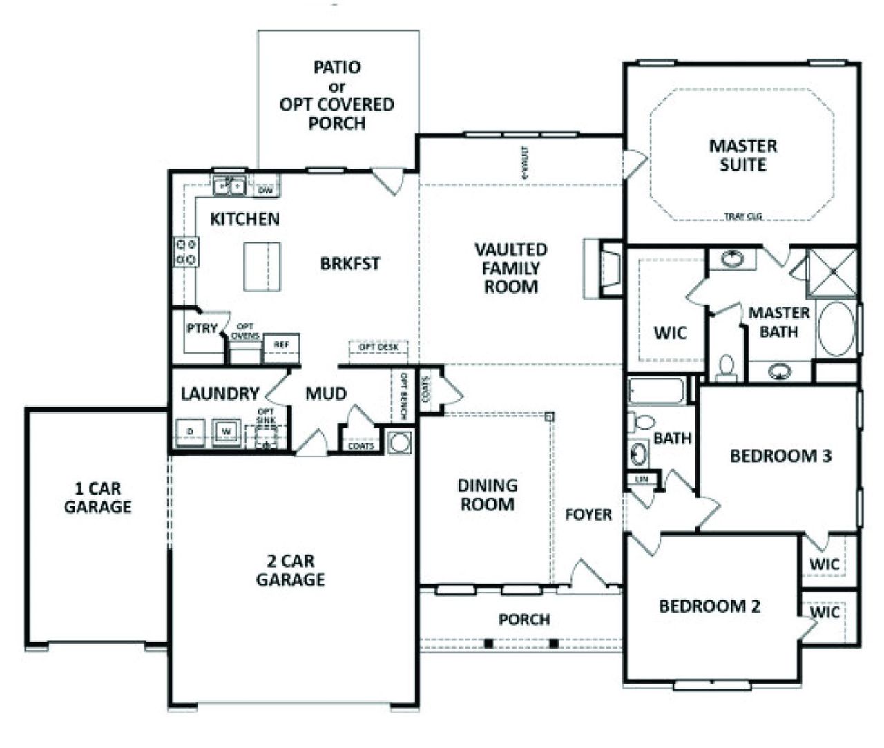 2D floor plan layout of this home in Woodland Hills, Loganville, GA (Image 2).