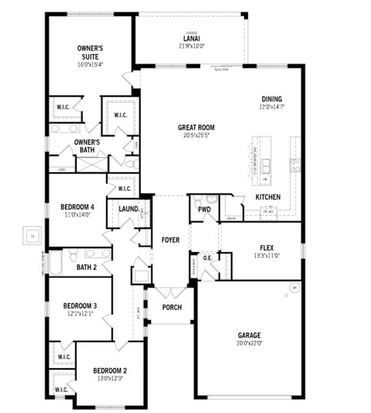 2D floor plan layout of this home in Tradition - Cadence, Port St. Lucie, FL (Image 2).