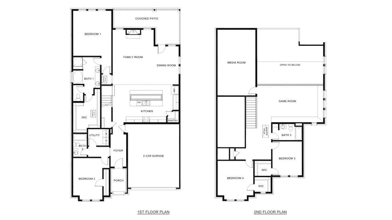 2D floor plan layout of this home in The Landing at Hidden Lakes, McKinney, TX (Image 2).