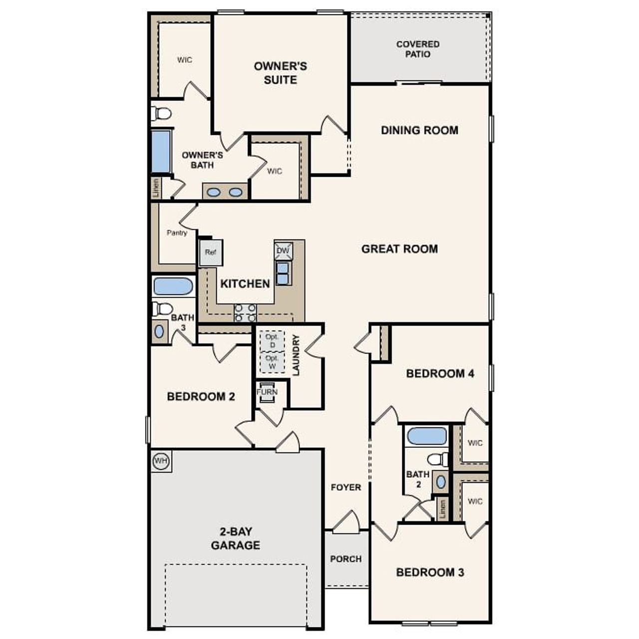 2D floor plan layout for the Winslow by Century Communities in Middlefield Village, Dallas, TX (Image 2).