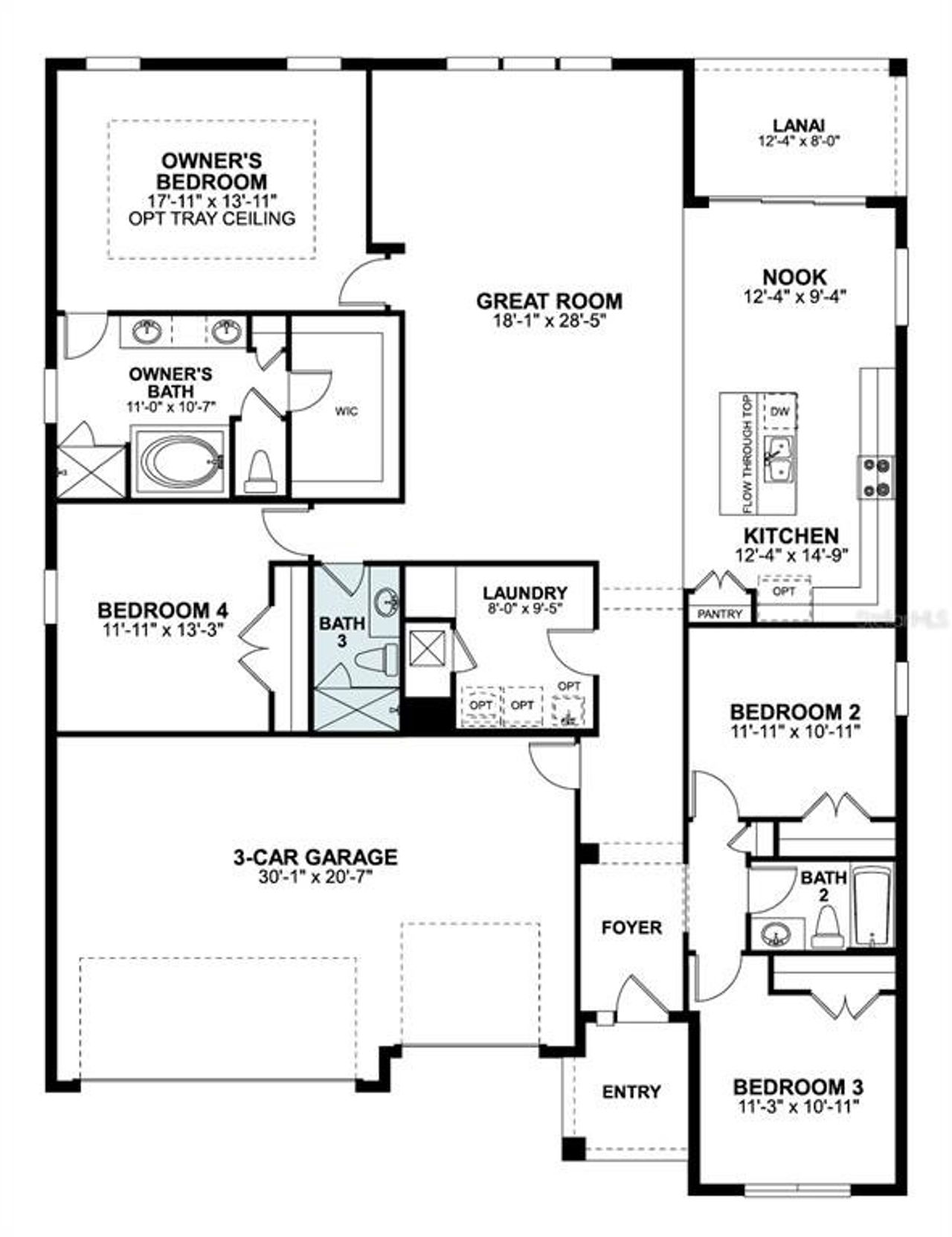 2D floor plan layout of this home in Ravencliffe, Oviedo, FL (Image 2).