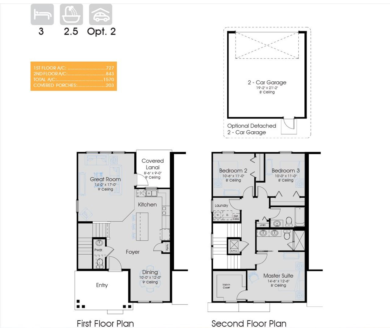 2D floor plan layout for the Carolina 1570 by Dostie Homes in Wildlight, Yulee, FL (Image 2).