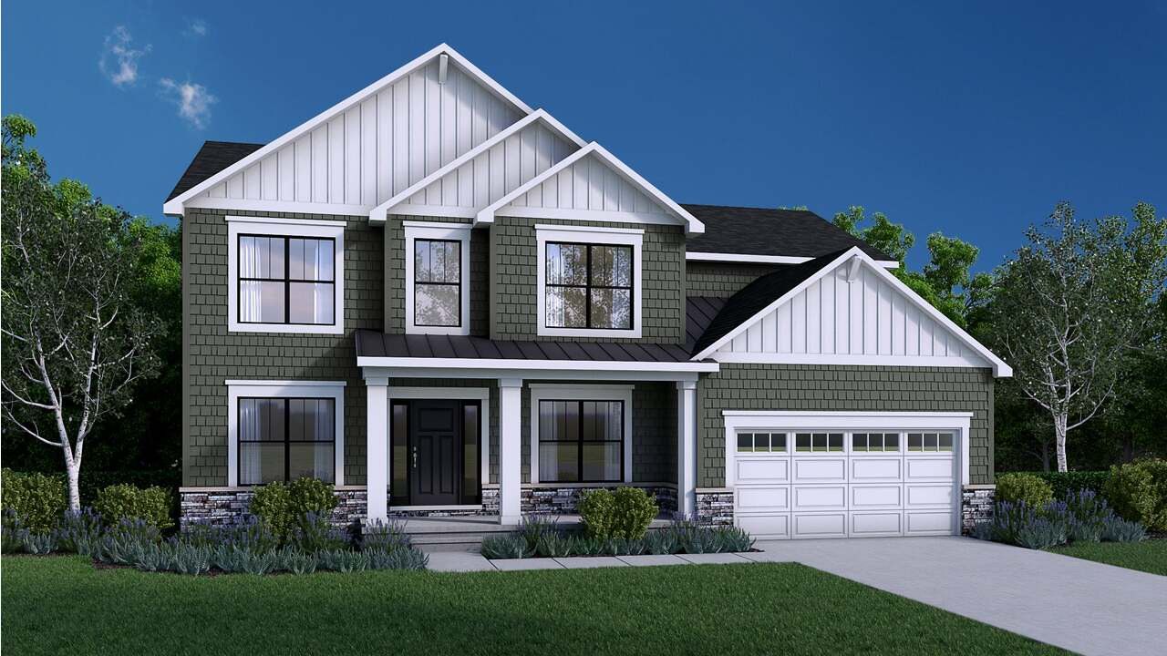 Front exterior of a new home in Sandywood Circle, Grand Island, NY, highlighting curb appeal (Image 2).