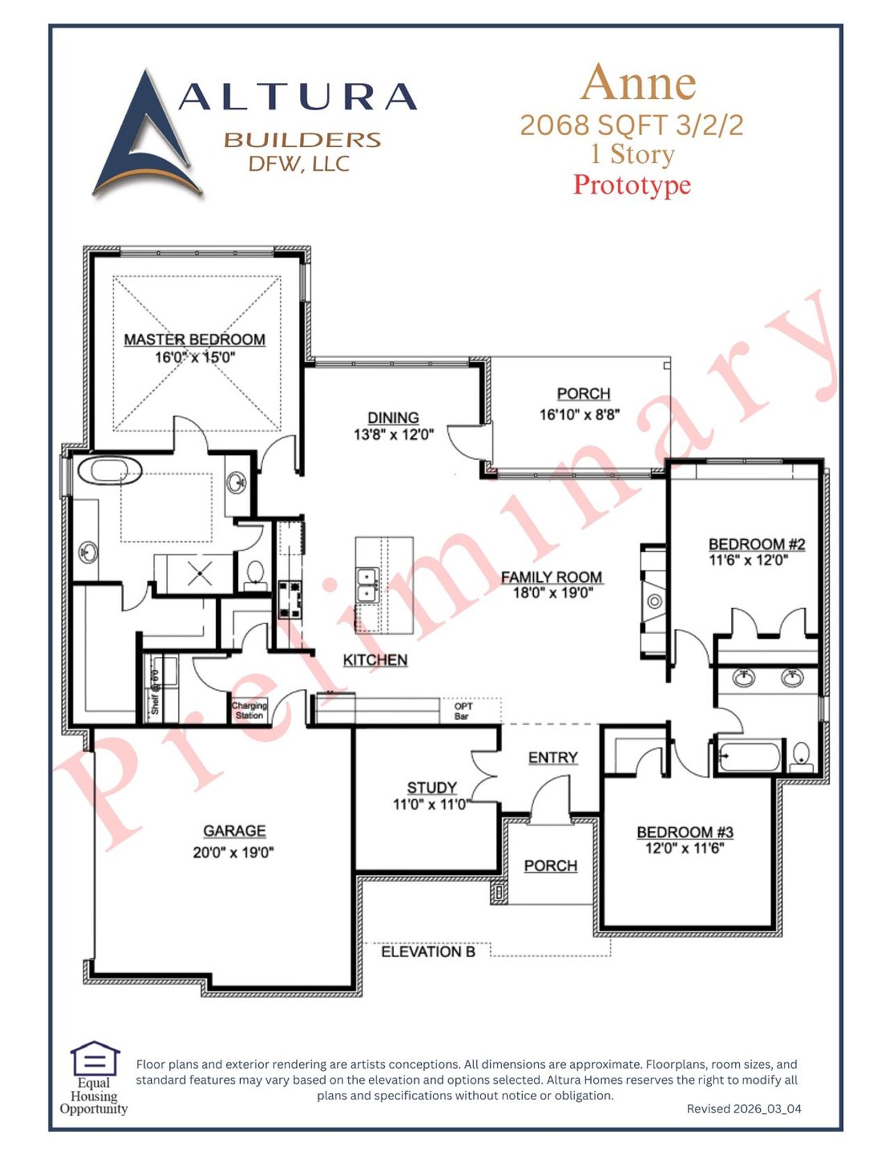 2D floor plan layout for the Anne by Altura Homes in Valley View, Royse City, TX (Image 2).