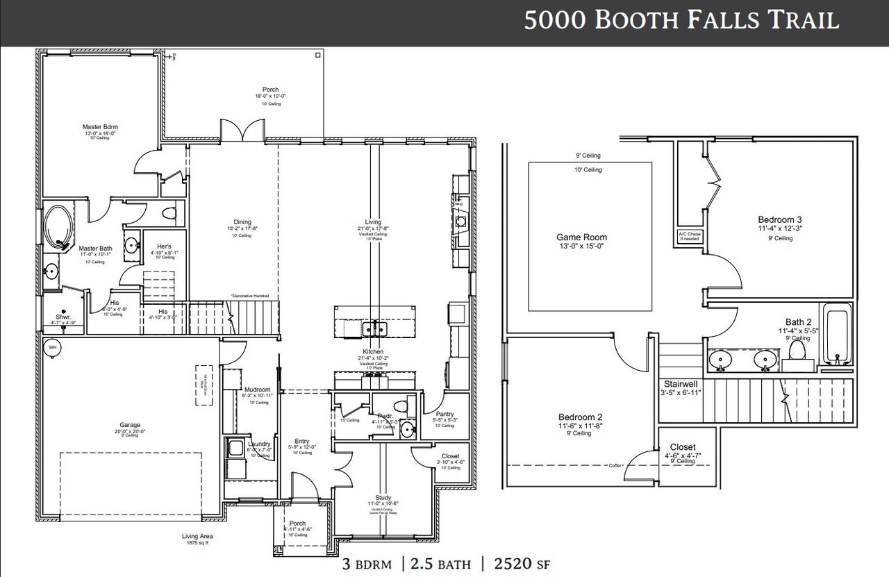 2D floor plan layout of this home in Oakmont, Bryan, TX (Image 2).
