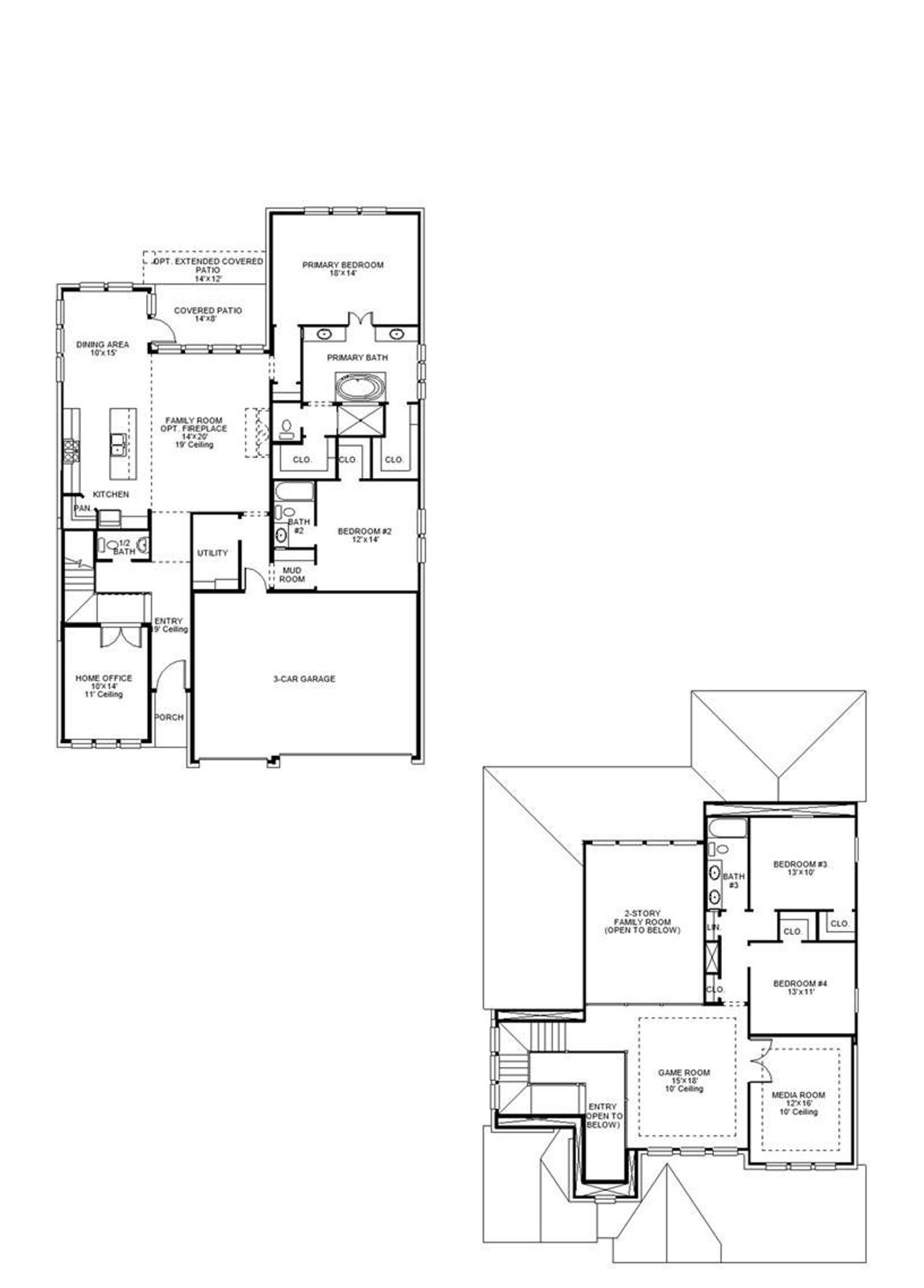 2D floor plan layout of this home in Lariat 60', Liberty Hill, TX (Image 2).