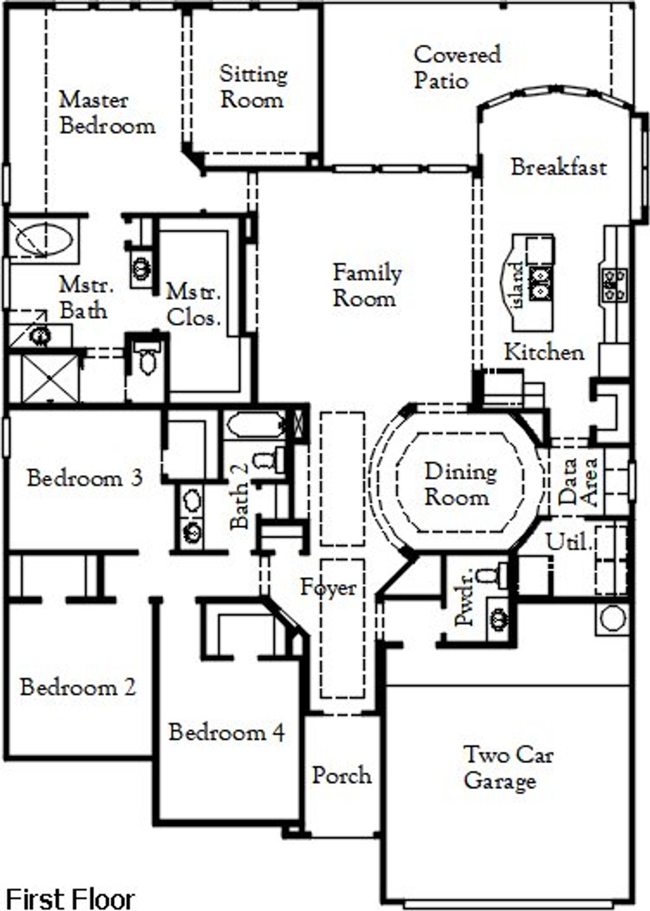 2D floor plan layout of this home in Wildflower Ranch, Fort Worth, TX (Image 2).