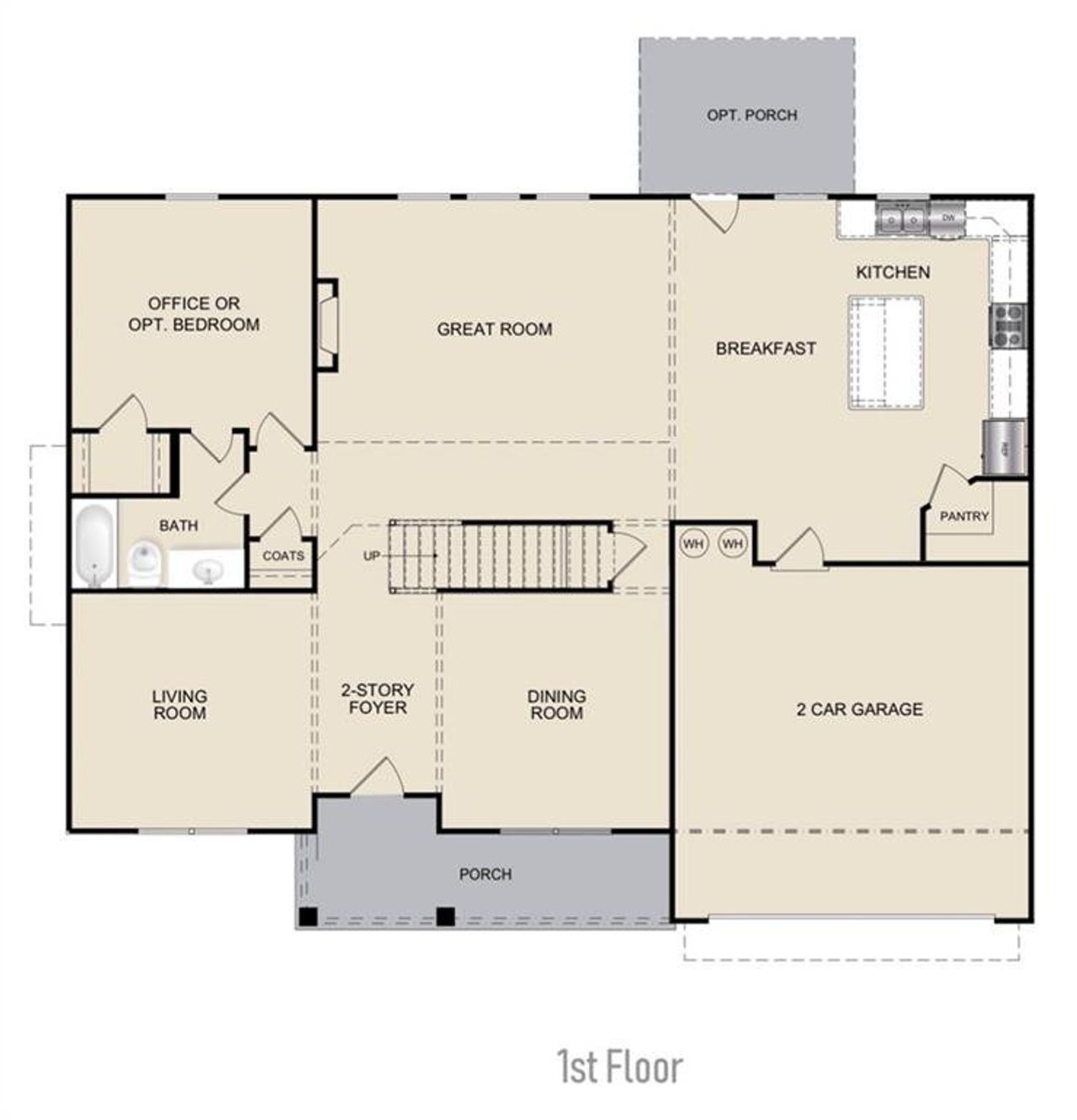 2D floor plan layout of this home in , Hoschton, GA (Image 2).