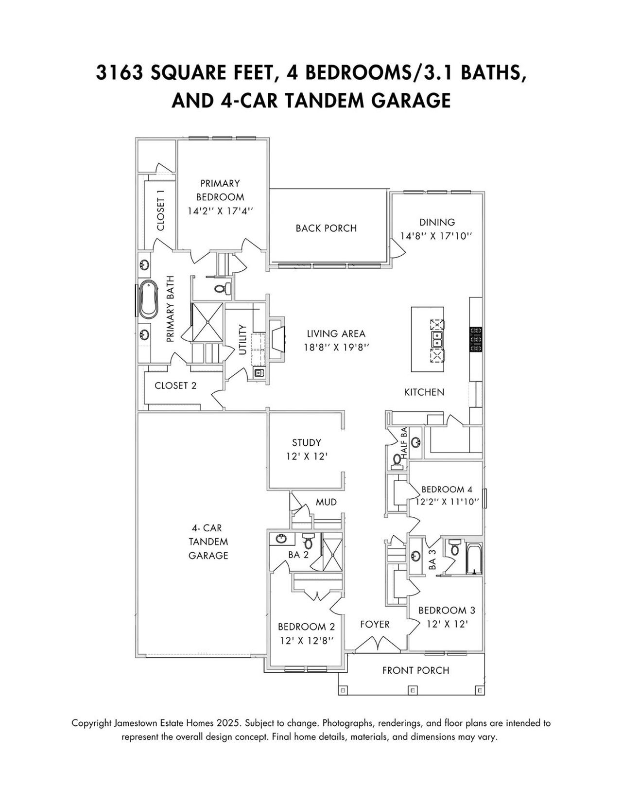 2D floor plan layout of this home in Chambers Creek, Willis, TX (Image 2).